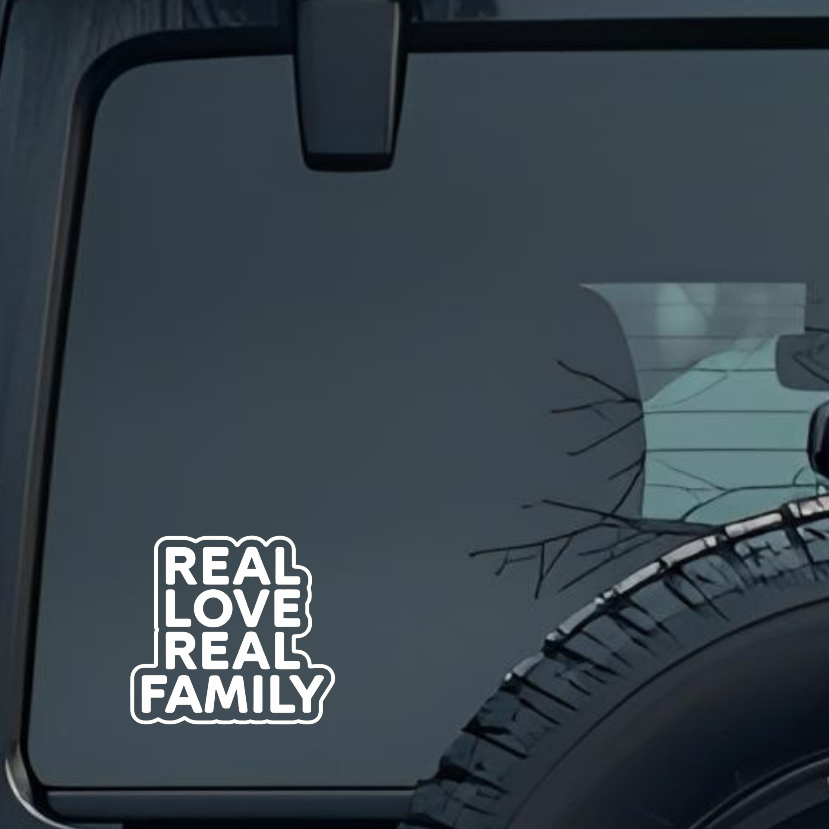 Real Love Real Family Large 6 inch Premium Decal Sticker For Car Bumper Window Rear Windshield Stick