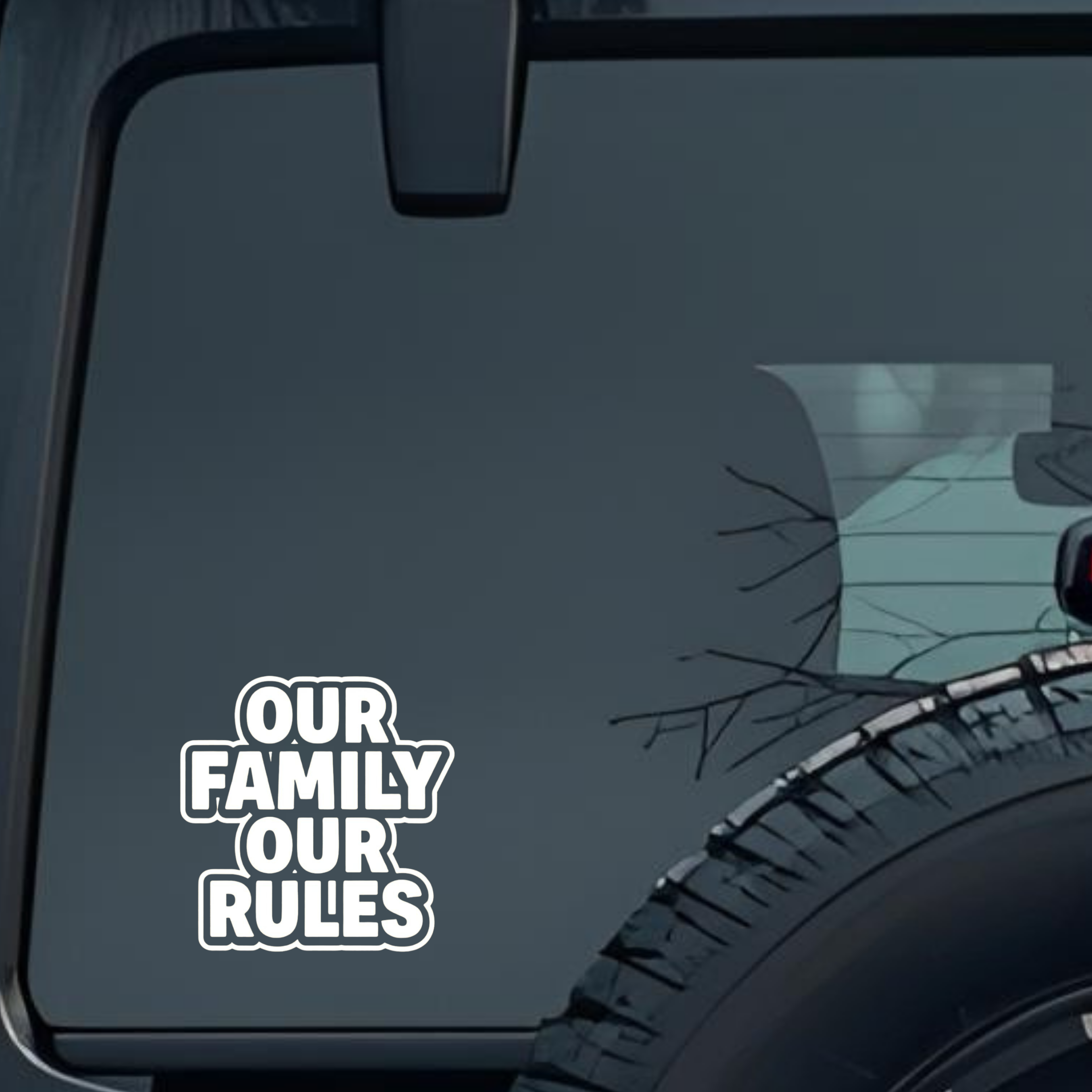 Our Family Our Rules Large 6 inch Premium Decal Sticker For Car Bumper Window Rear Windshield Sticke