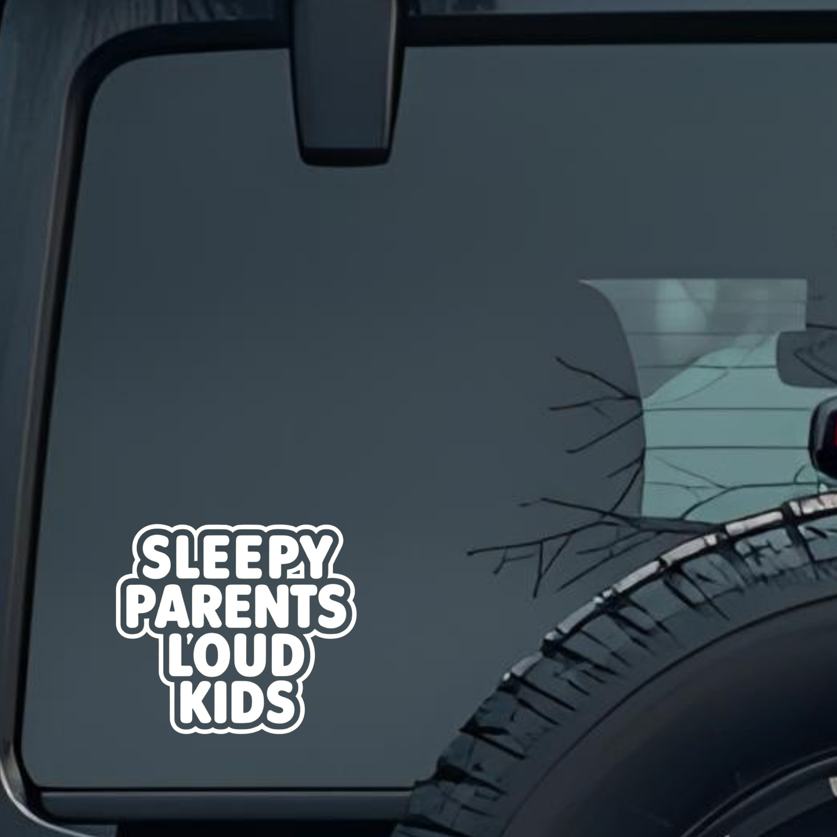 Sleepy Parents Loud Kids Large 6 inch Premium Decal Sticker For Car Bumper Window Rear Windshield St