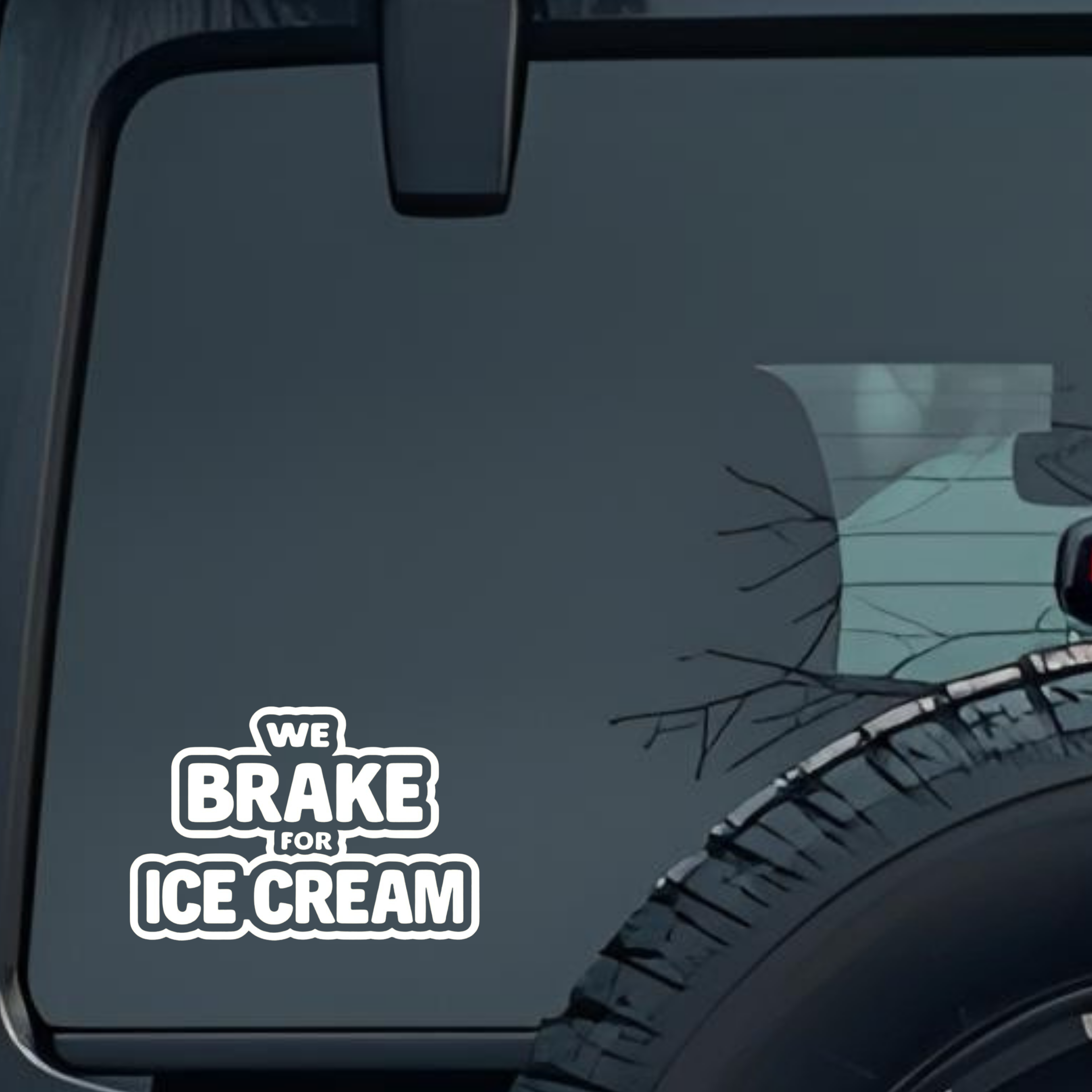 We Brake for Ice Cream Large 6 inch Premium Decal Sticker For Car Bumper Window Rear Windshield Stic