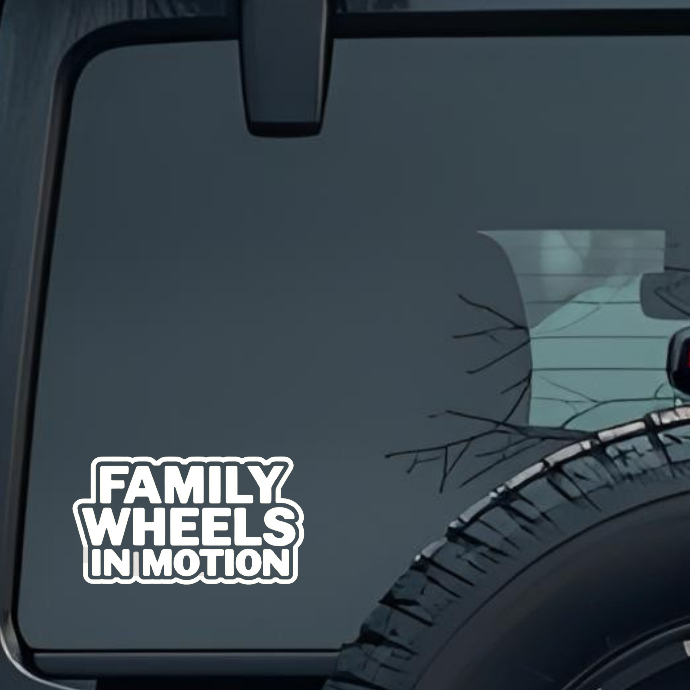 Family Wheels in Motion Large 6 inch Premium Decal Sticker For Car Bumper Window Rear Windshield Sti
