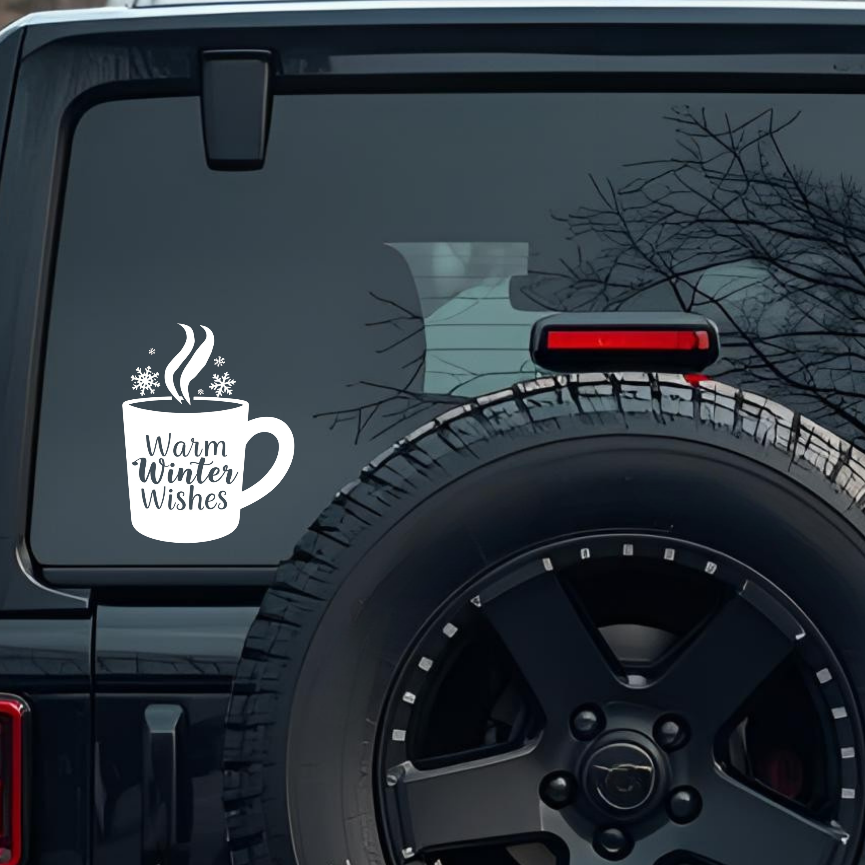 Warm Winter Wishes Large 6 inch Premium Decal Sticker For Car Bumper Window Rear Windshield Stickers