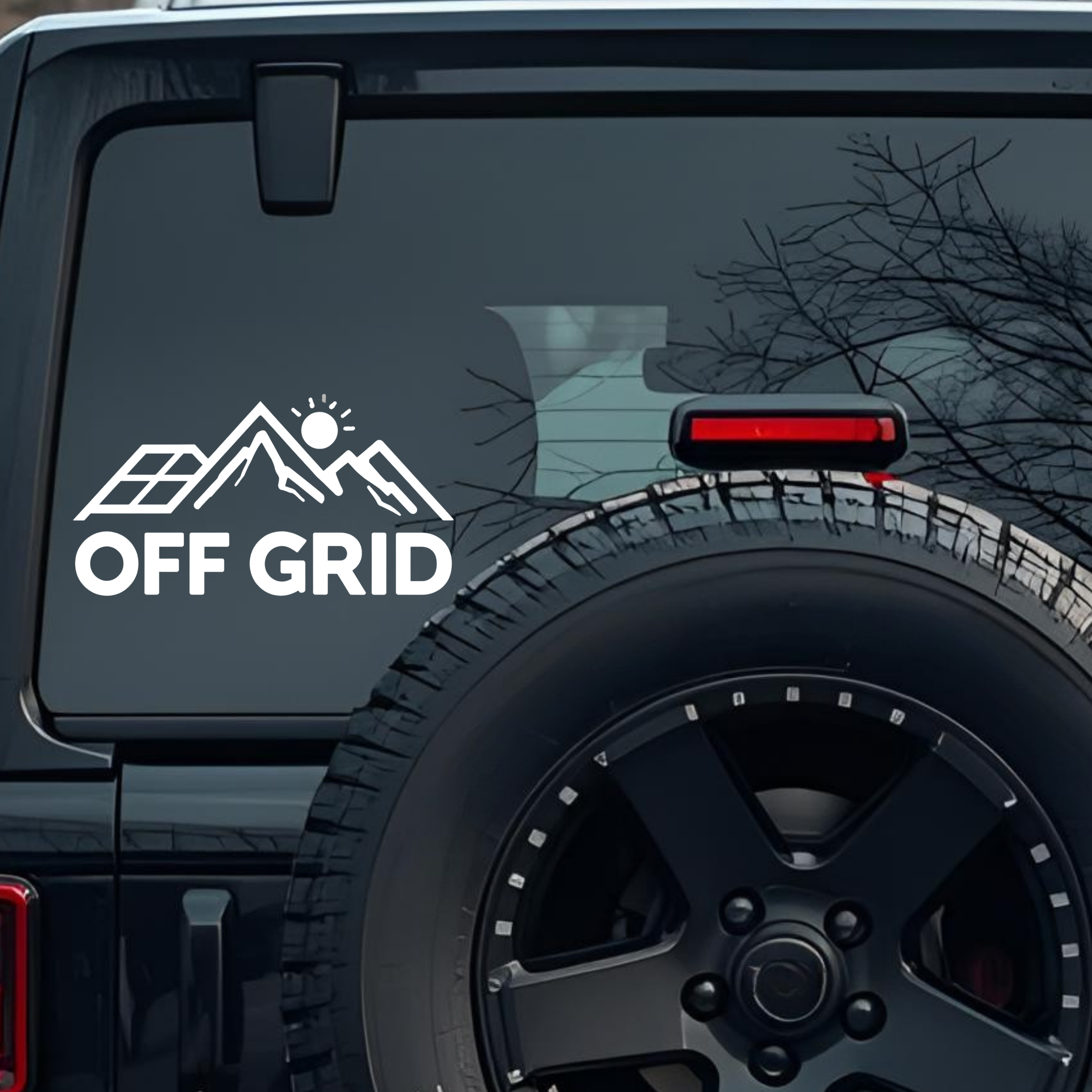 Off Grid Large 6 inch Premium Decal Sticker For Car Bumper Window Rear Windshield Stickers, Warning 
