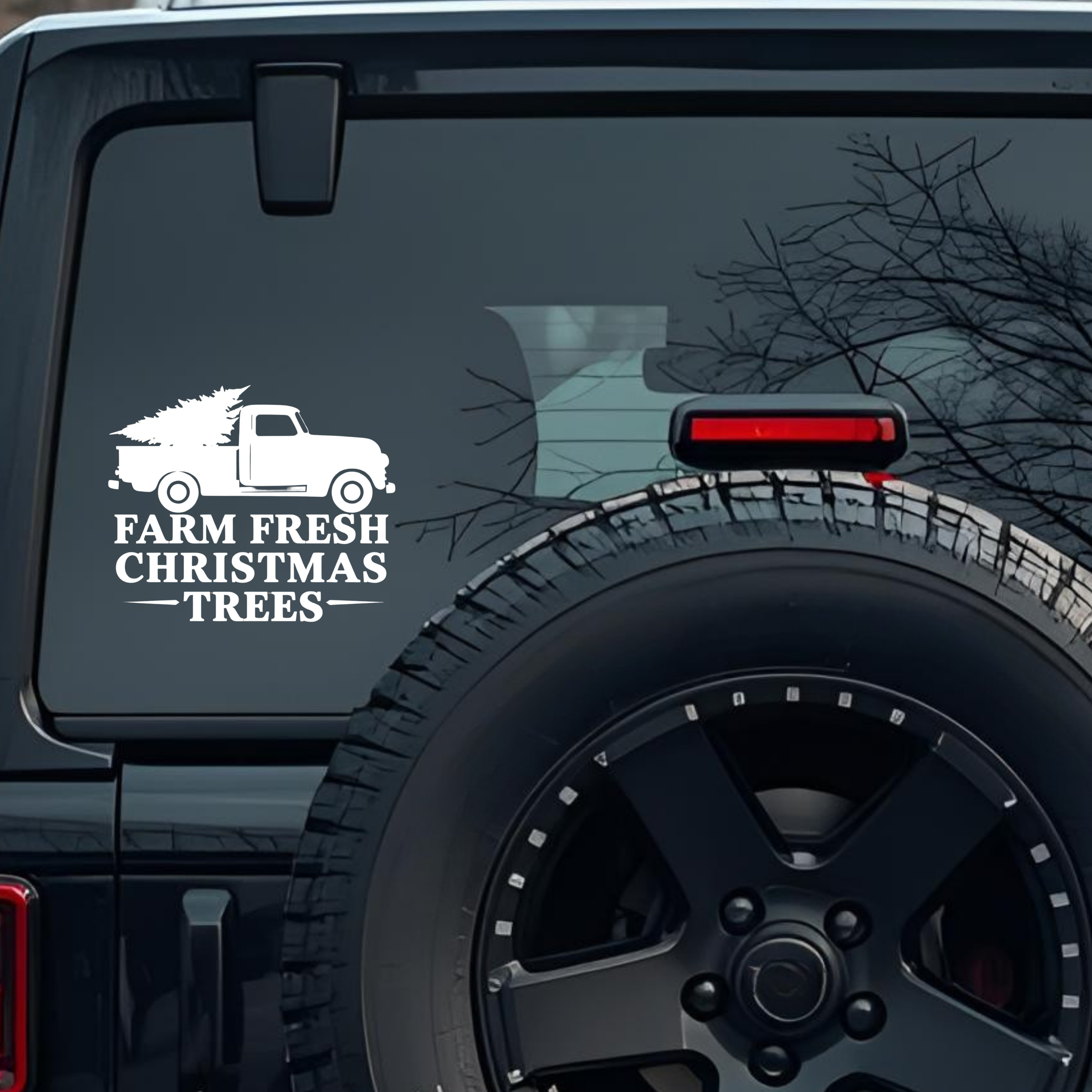 Farm Fresh Christmas Trees Large 6 inch Premium Decal Sticker For Car Bumper Window Rear Windshield 