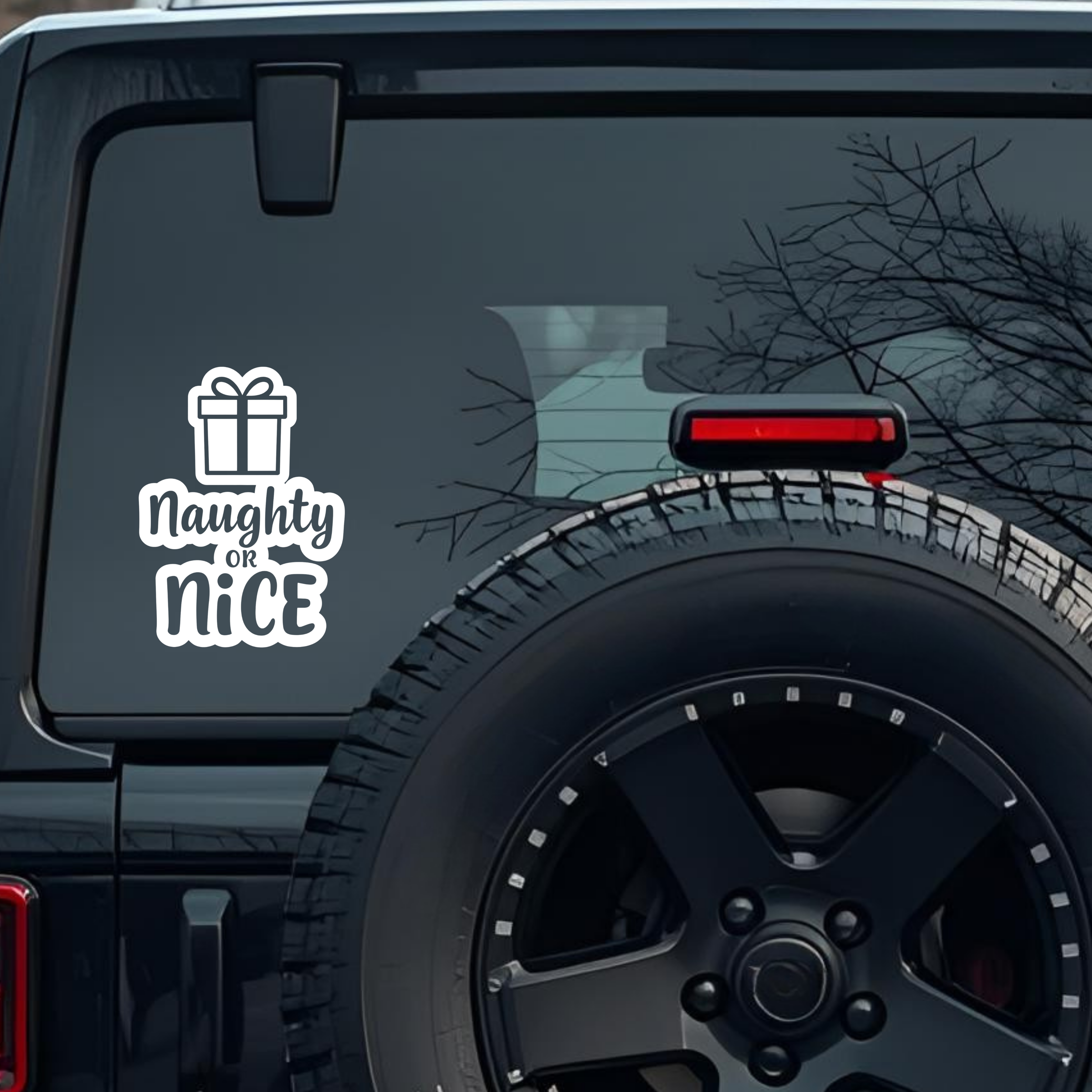 Naughty or Nice Large 6 inch Premium Decal Sticker For Car Bumper Window Rear Windshield Stickers, W