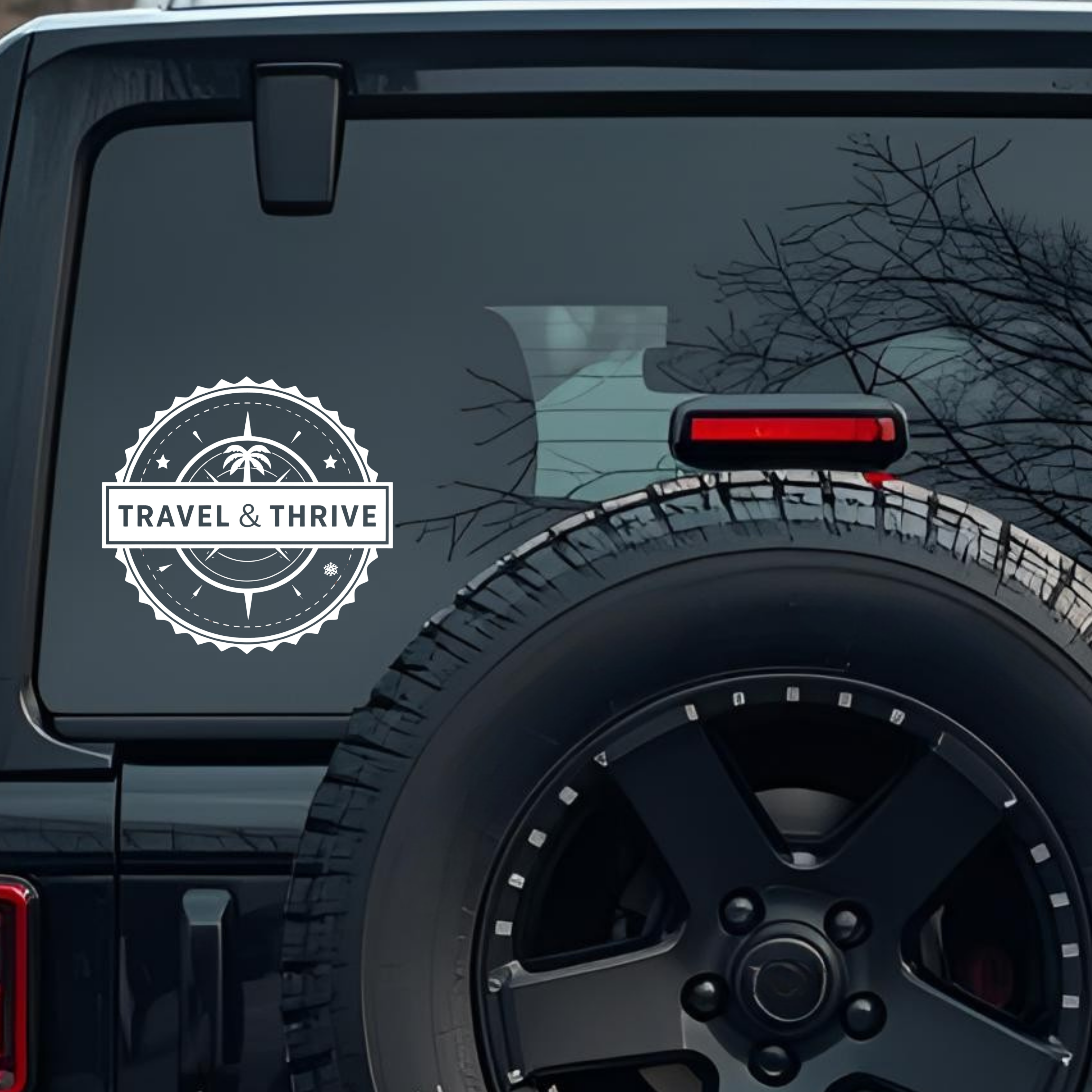 Travel & Thrive Large 6 inch Premium Decal Sticker For Car Bumper Window Rear Windshield Stickers, W
