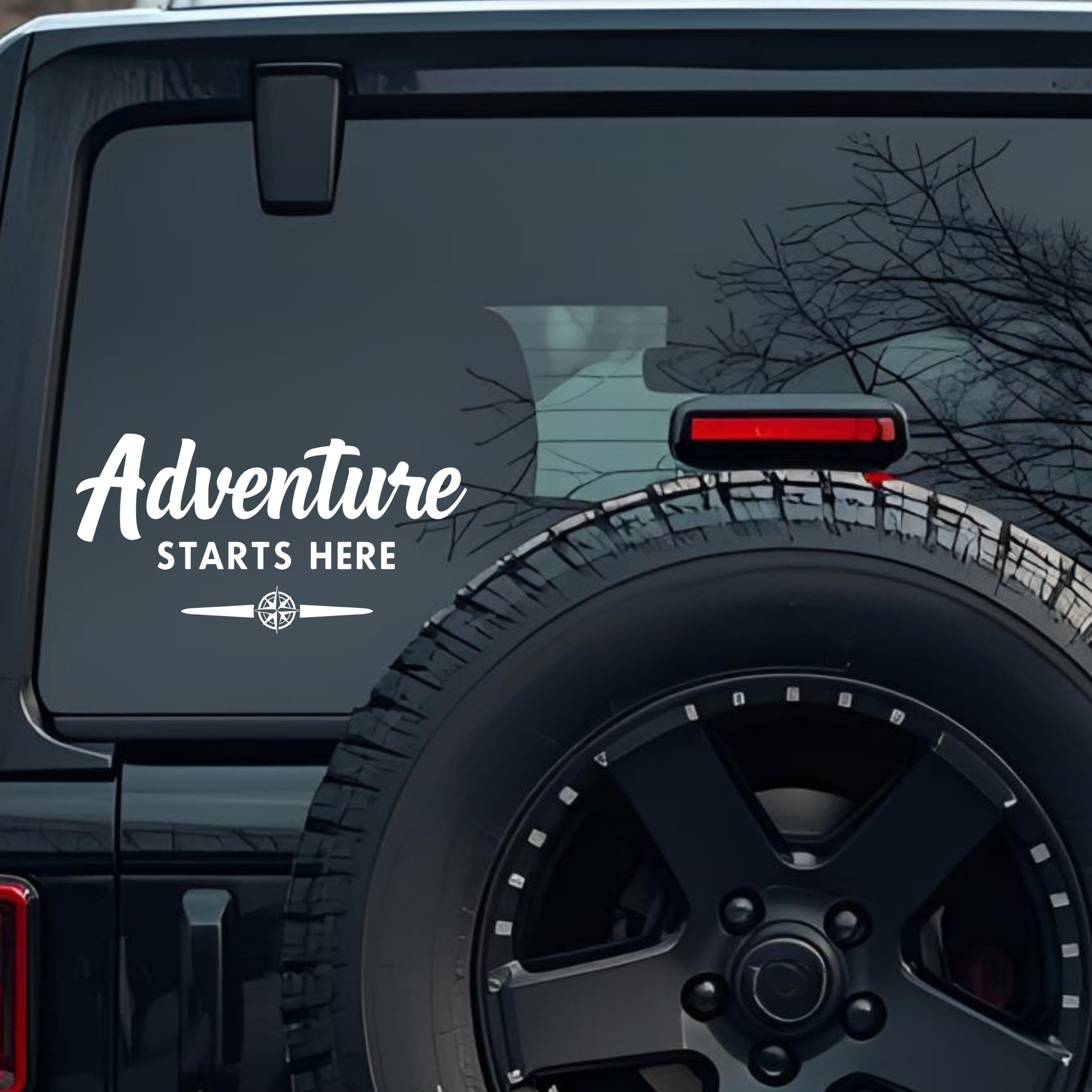 Adventure Starts Here Large 6 inch Premium Decal Sticker For Car Bumper Window Rear Windshield Stick