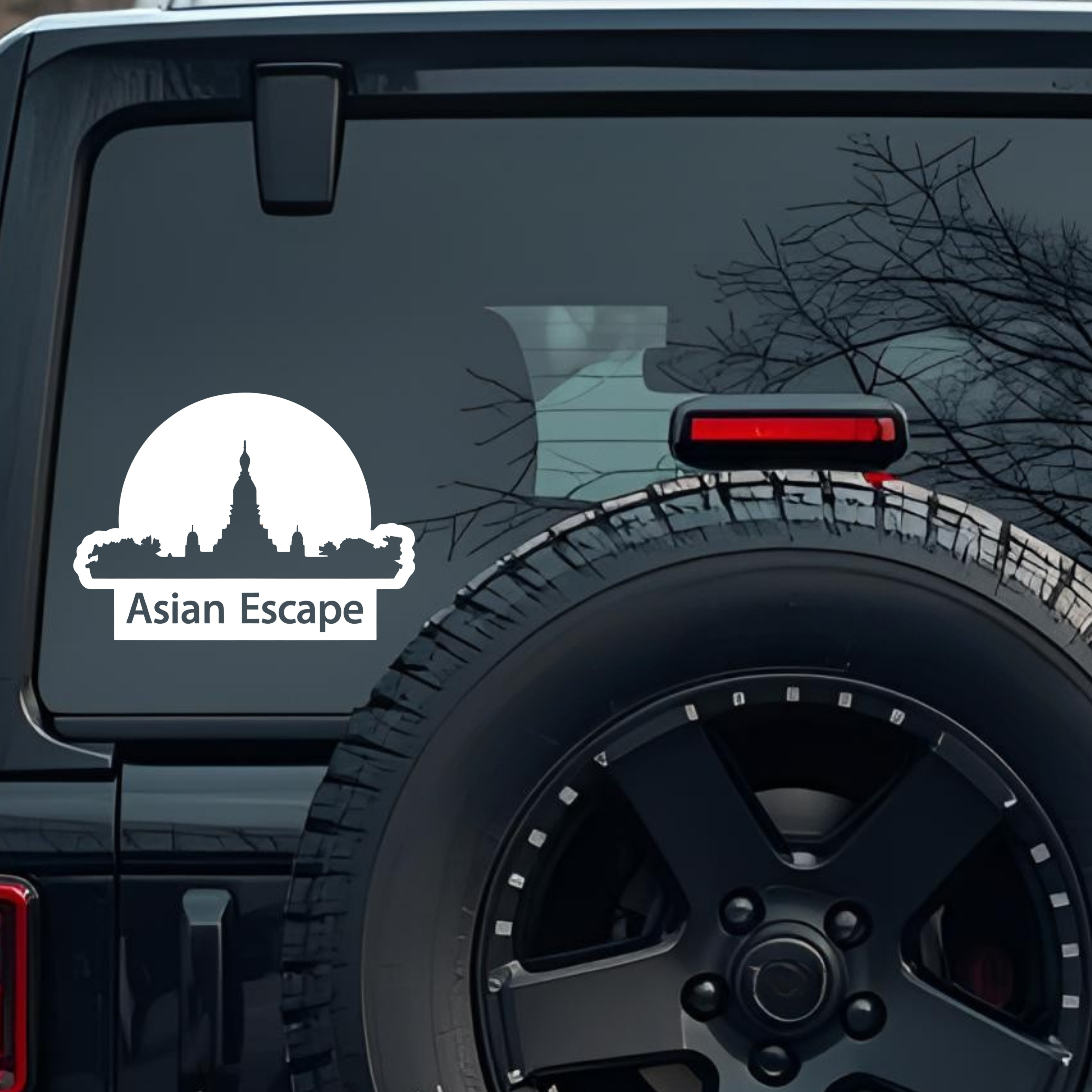 Asian Escape Large 6 inch Premium Decal Sticker For Car Bumper Window Rear Windshield Stickers, Warn