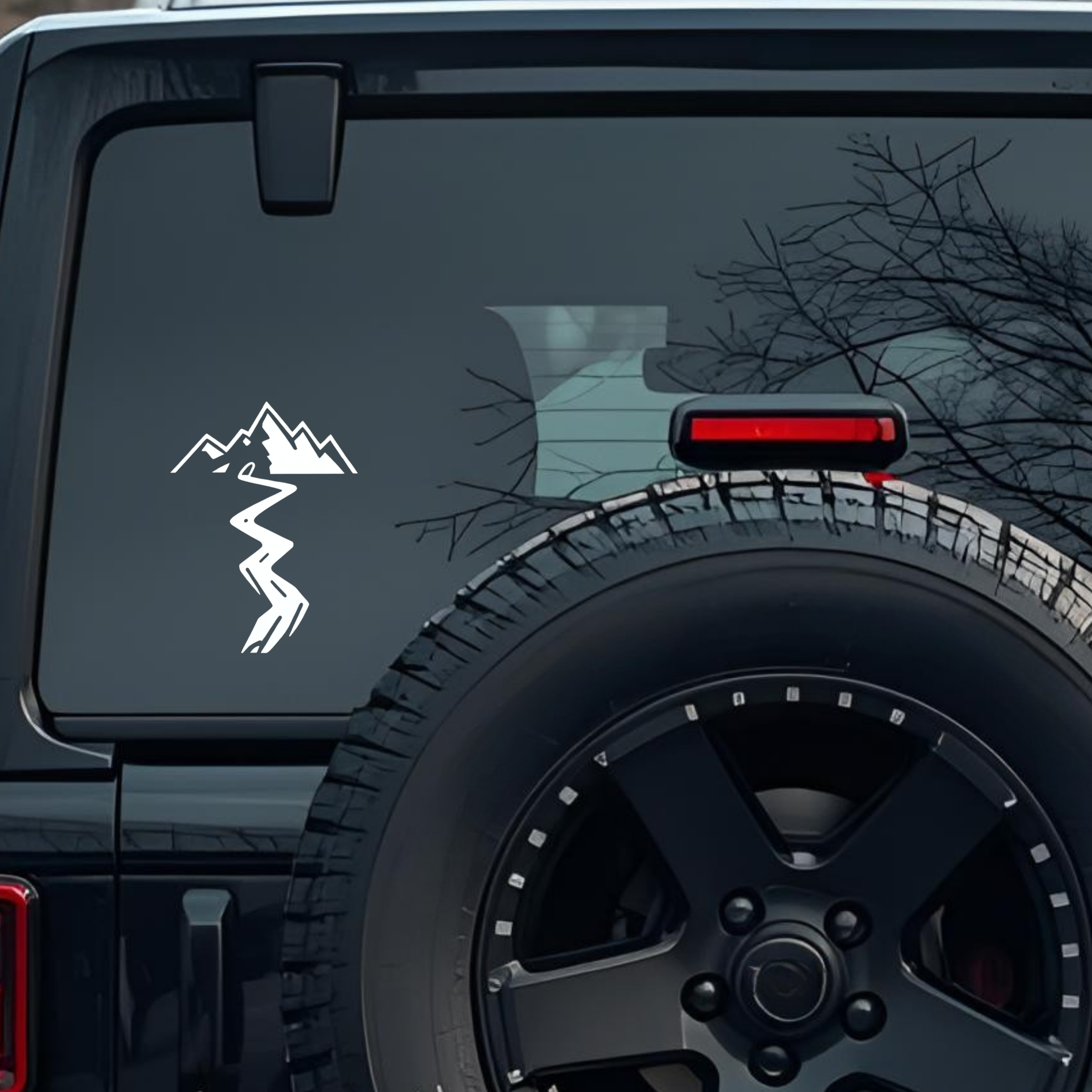 Mountain Adventure Pathway Large 6 inch Premium Decal Sticker For Car Bumper Window Rear Windshield 