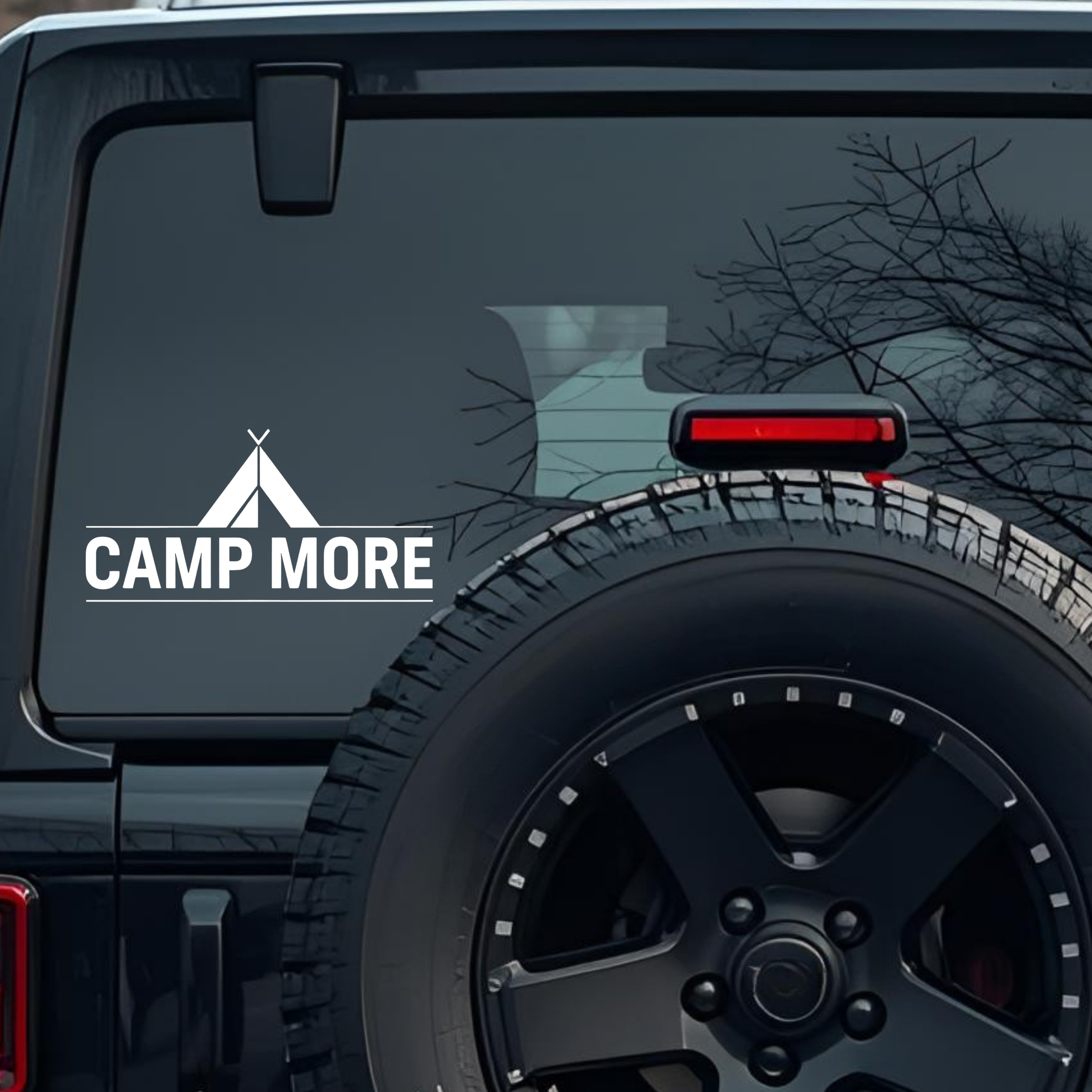 Camp More Large 6 inch Premium Decal Sticker For Car Bumper Window Rear Windshield Stickers, Warning