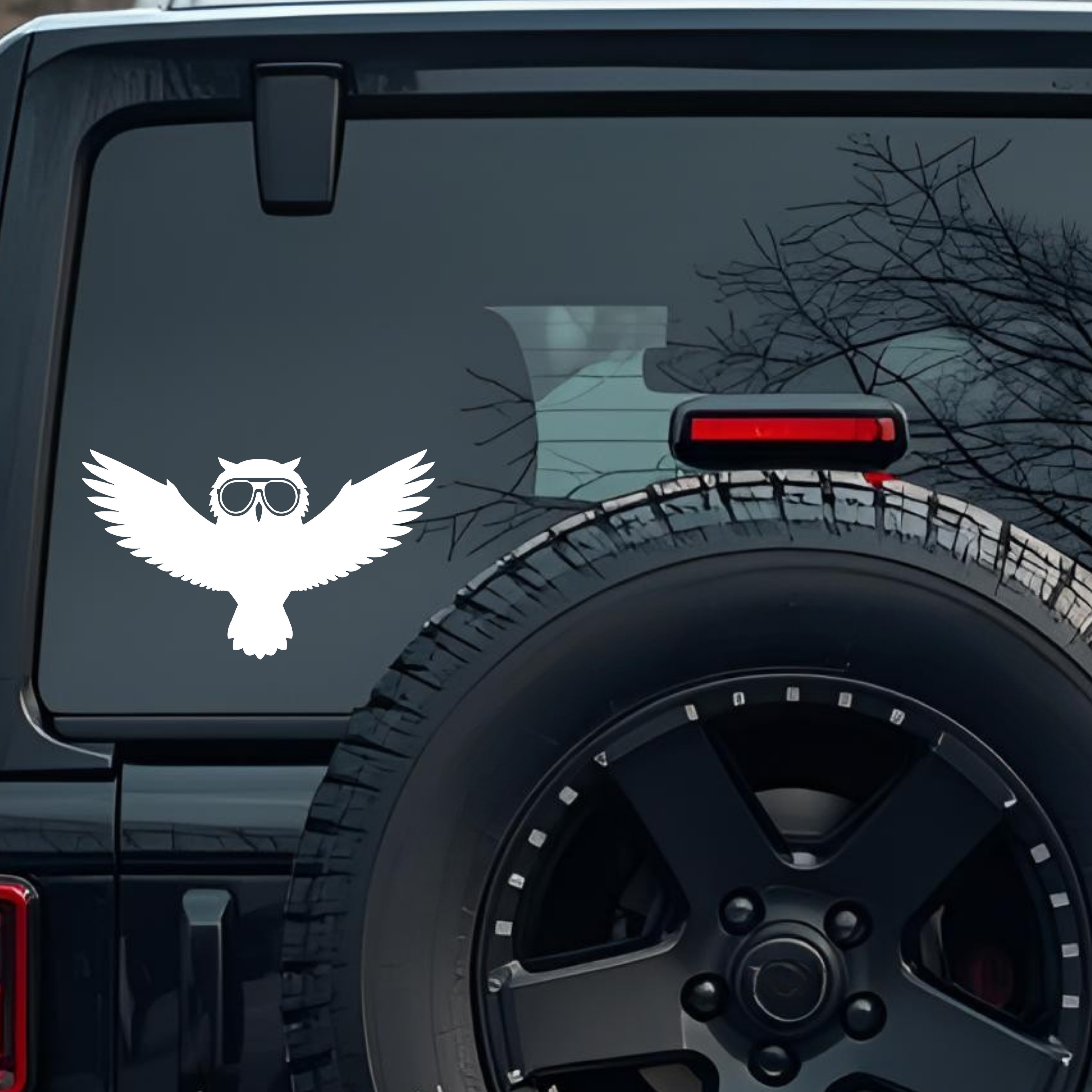 Flying Owl Wearing Sunglasses Large 6 inch Premium Decal Sticker For Car Bumper Window Rear Windshie