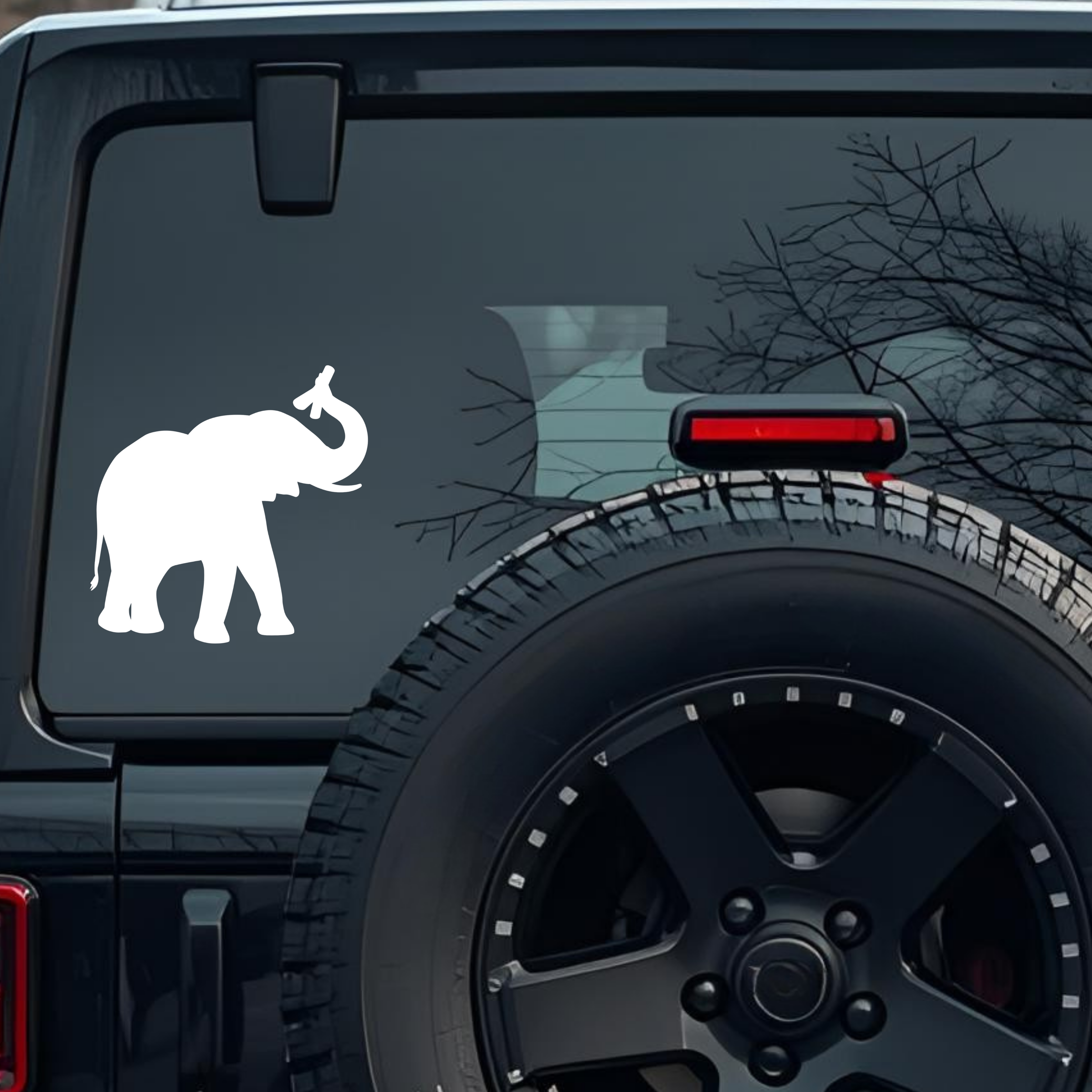Elephant Silhouette Large 6 inch Premium Decal Sticker For Car Bumper Window Rear Windshield Sticker