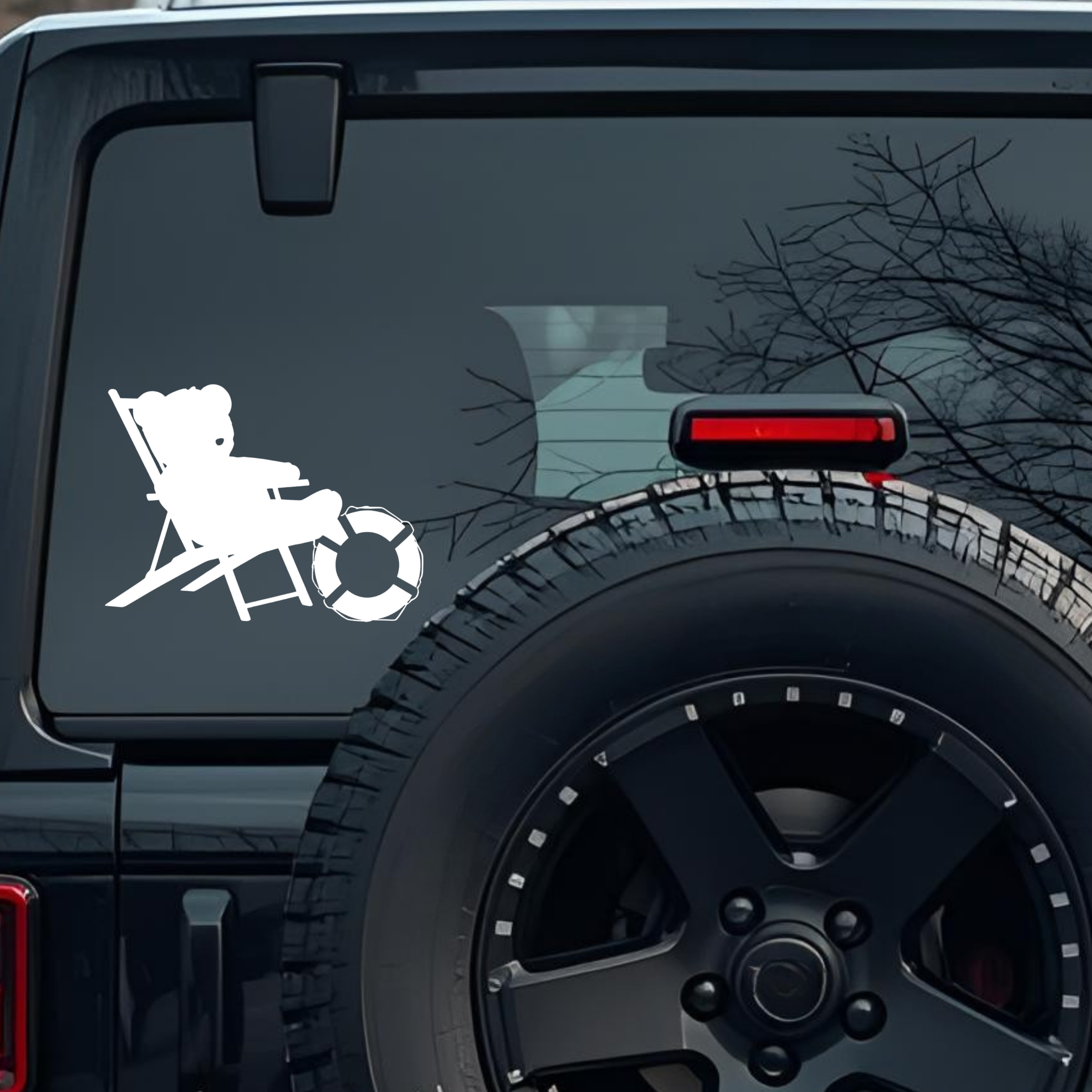 Deck Chair, Often Interpreted as a Bear Large 6 inch Premium Decal Sticker For Car Bumper Window Rea