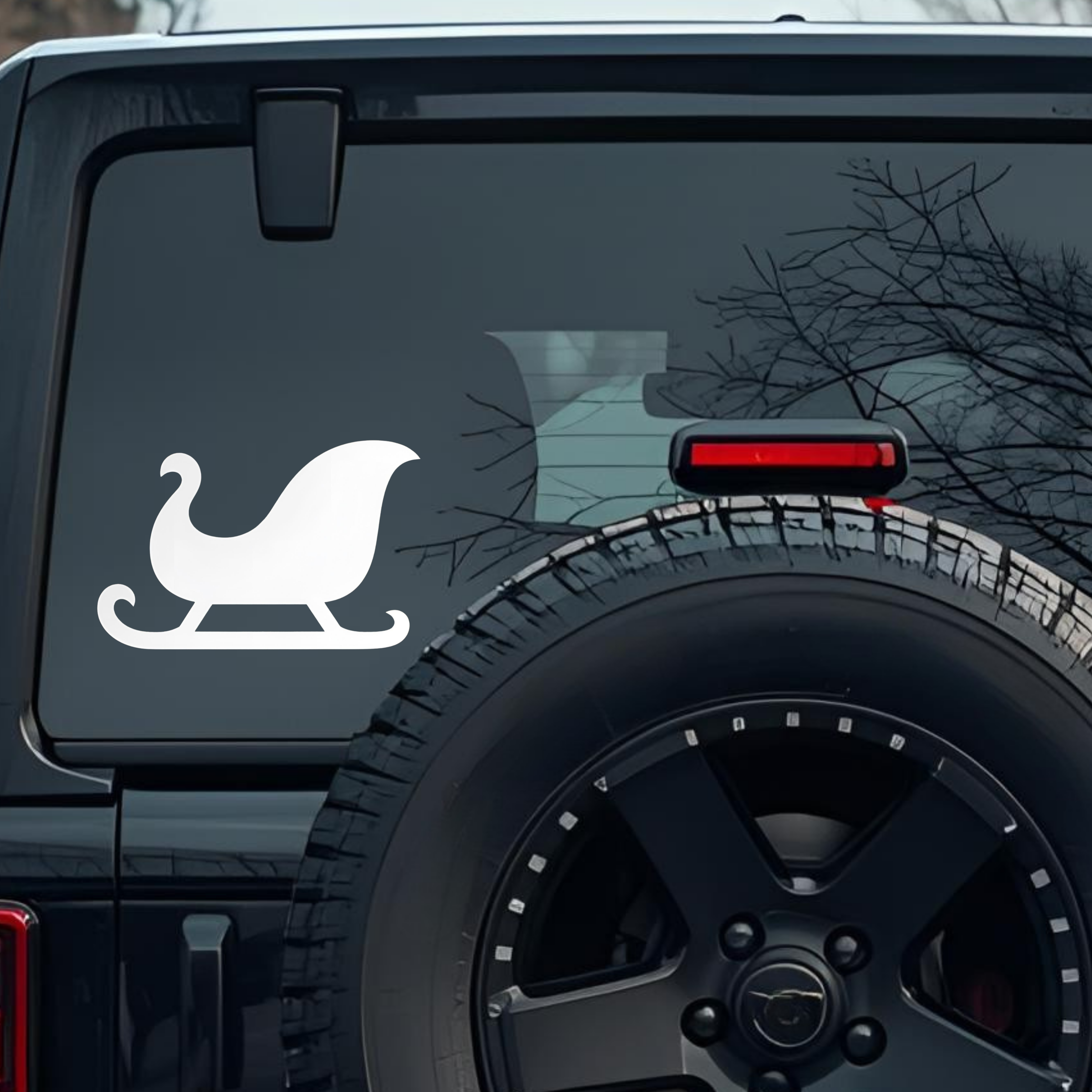 Silhouette of a Santa Claus Sleigh Large 6 inch Premium Decal Sticker For Car Bumper Window Rear Win