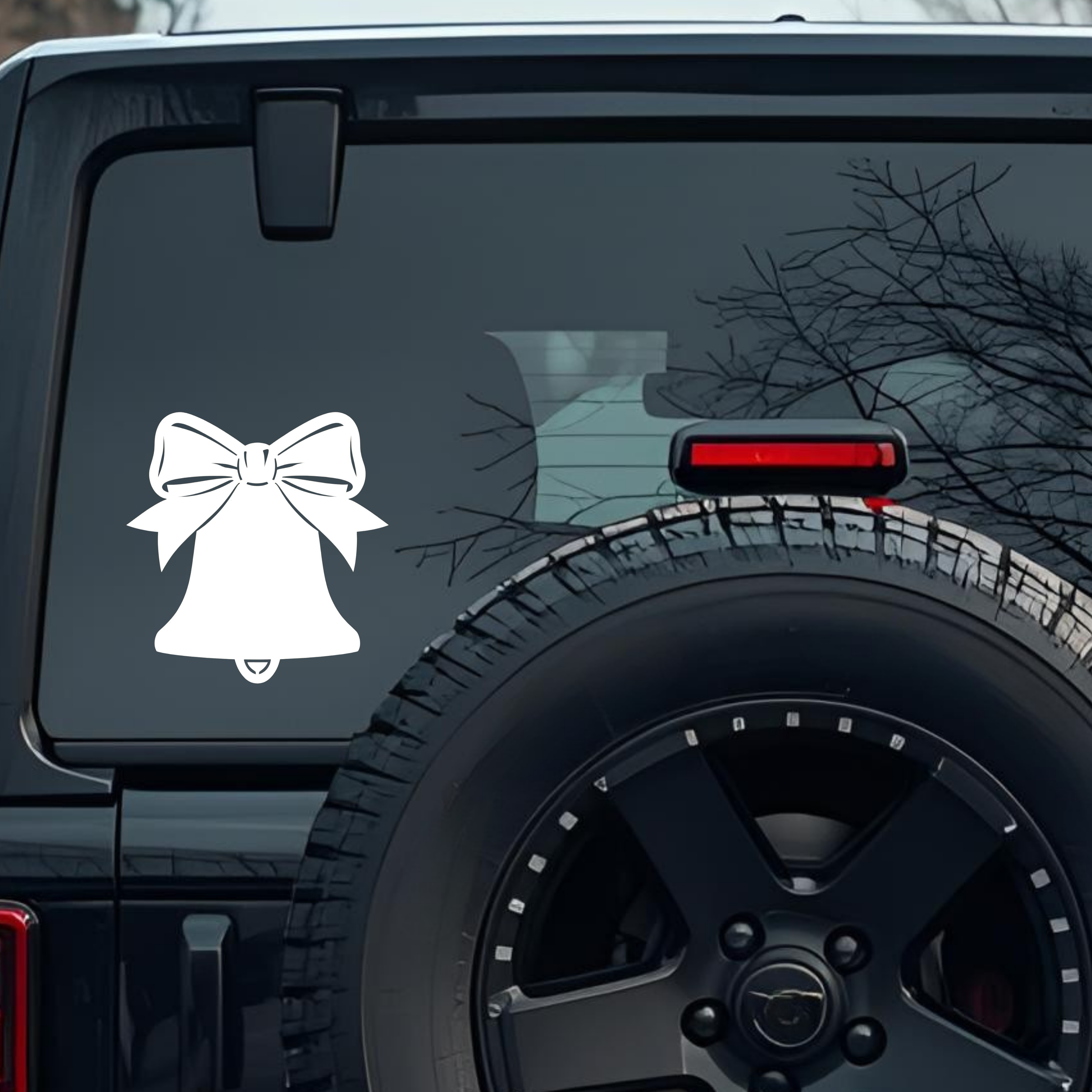 Silhouette of a Christmas Bell Large 6 inch Premium Decal Sticker For Car Bumper Window Rear Windshi