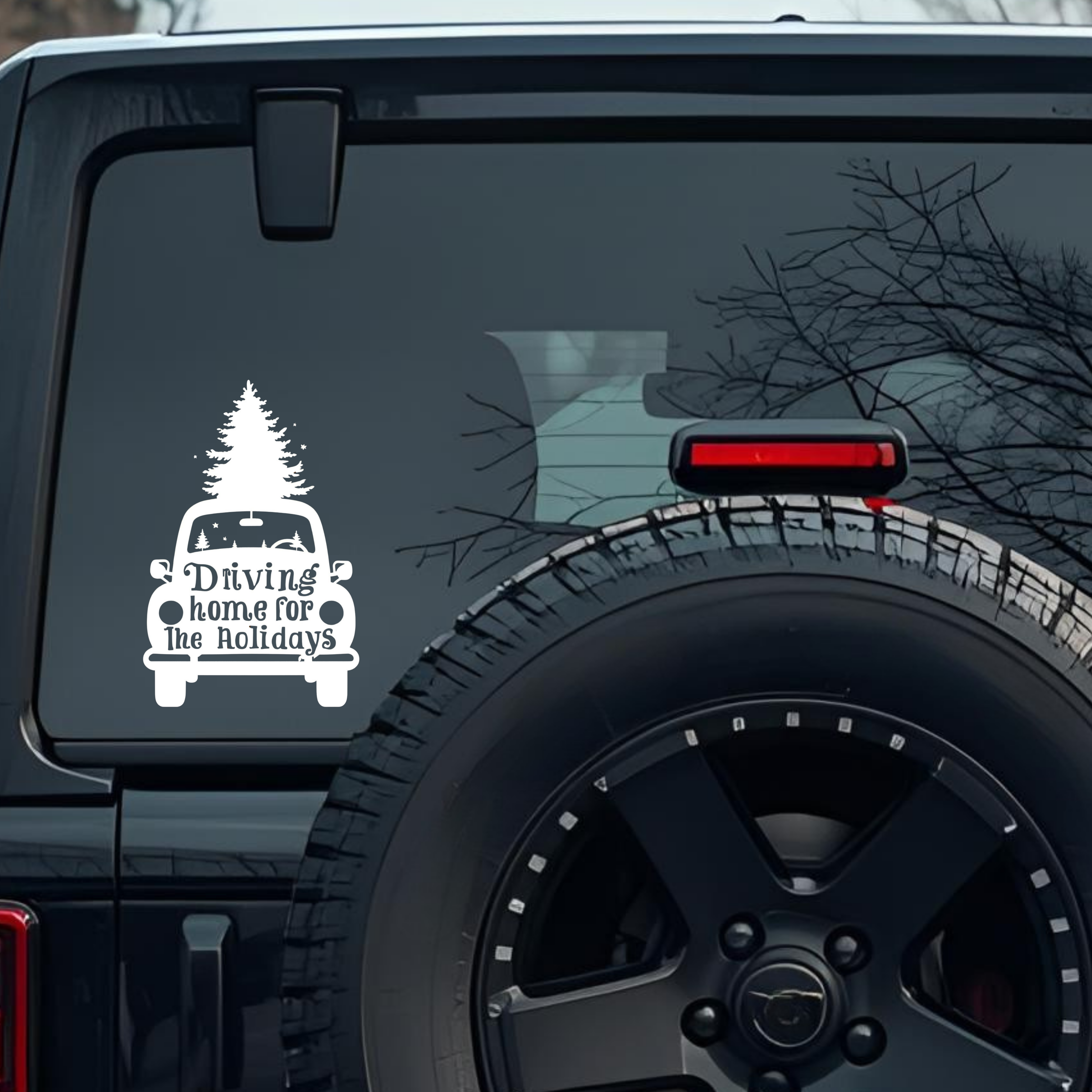 Driving Home for the Holidays Large 6 inch Premium Decal Sticker For Car Bumper Window Rear Windshie
