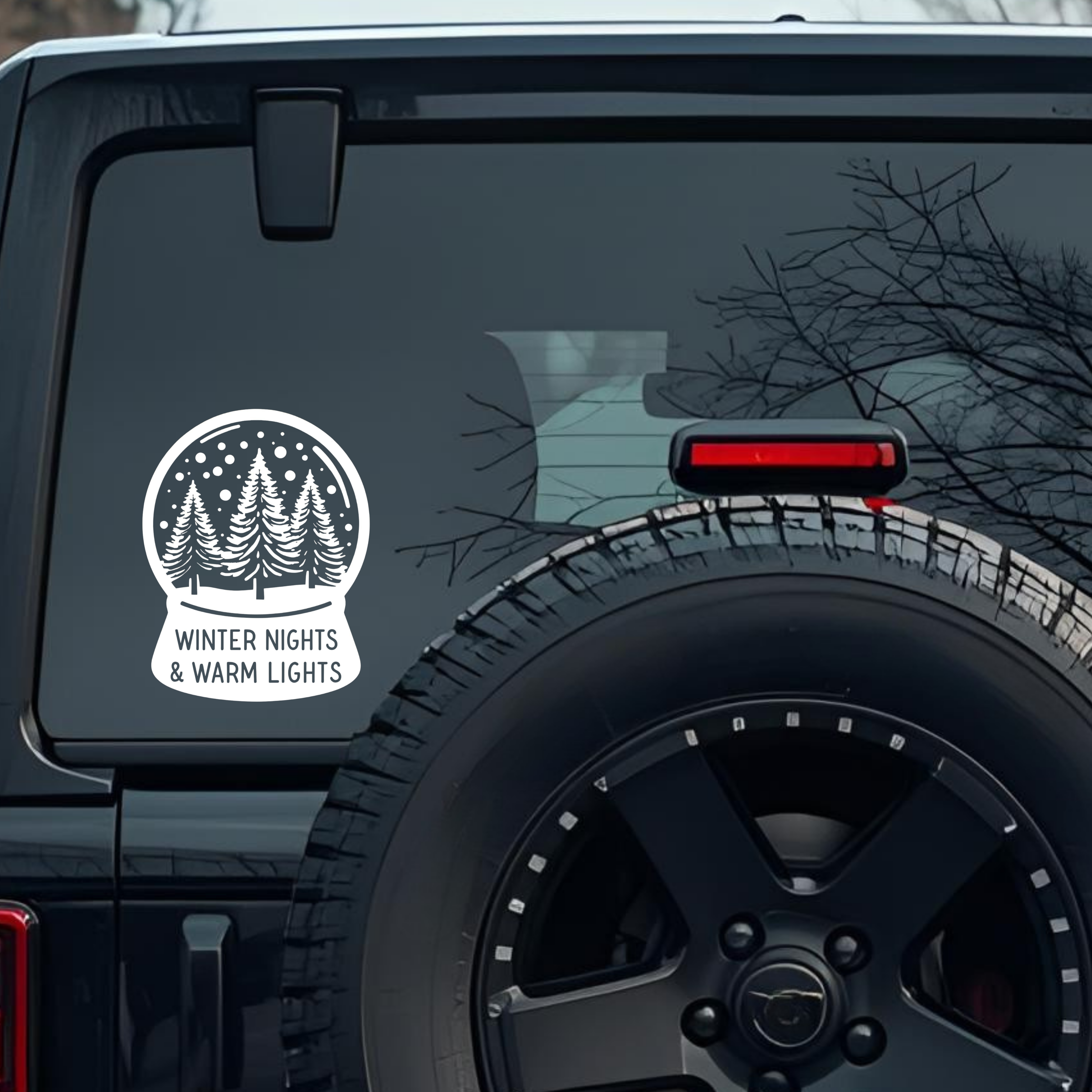 Winter Nights & Warm Lights Large 6 inch Premium Decal Sticker For Car Bumper Window Rear Windshield