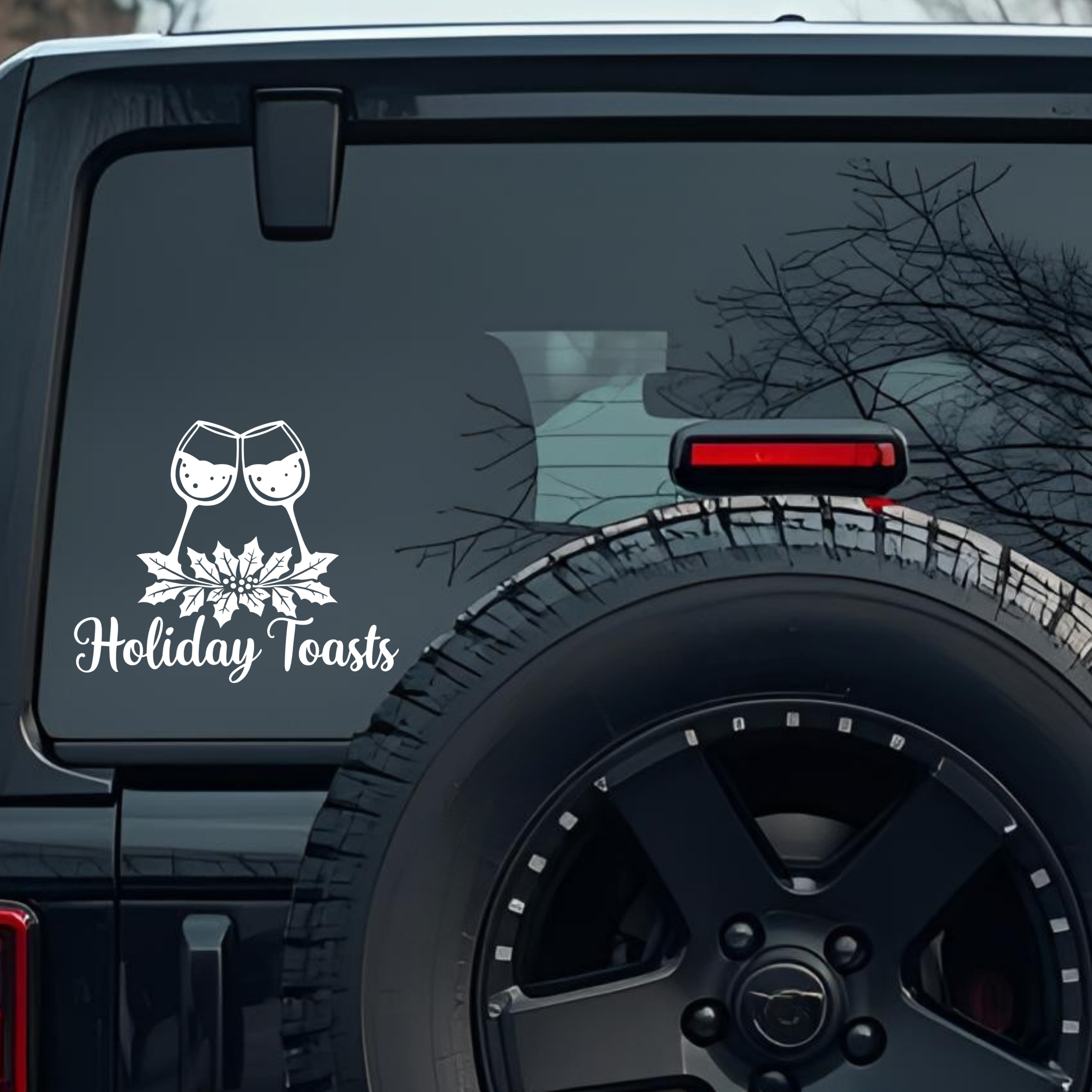 Holiday Toasts Large 6 inch Premium Decal Sticker For Car Bumper Window Rear Windshield Stickers, Wa