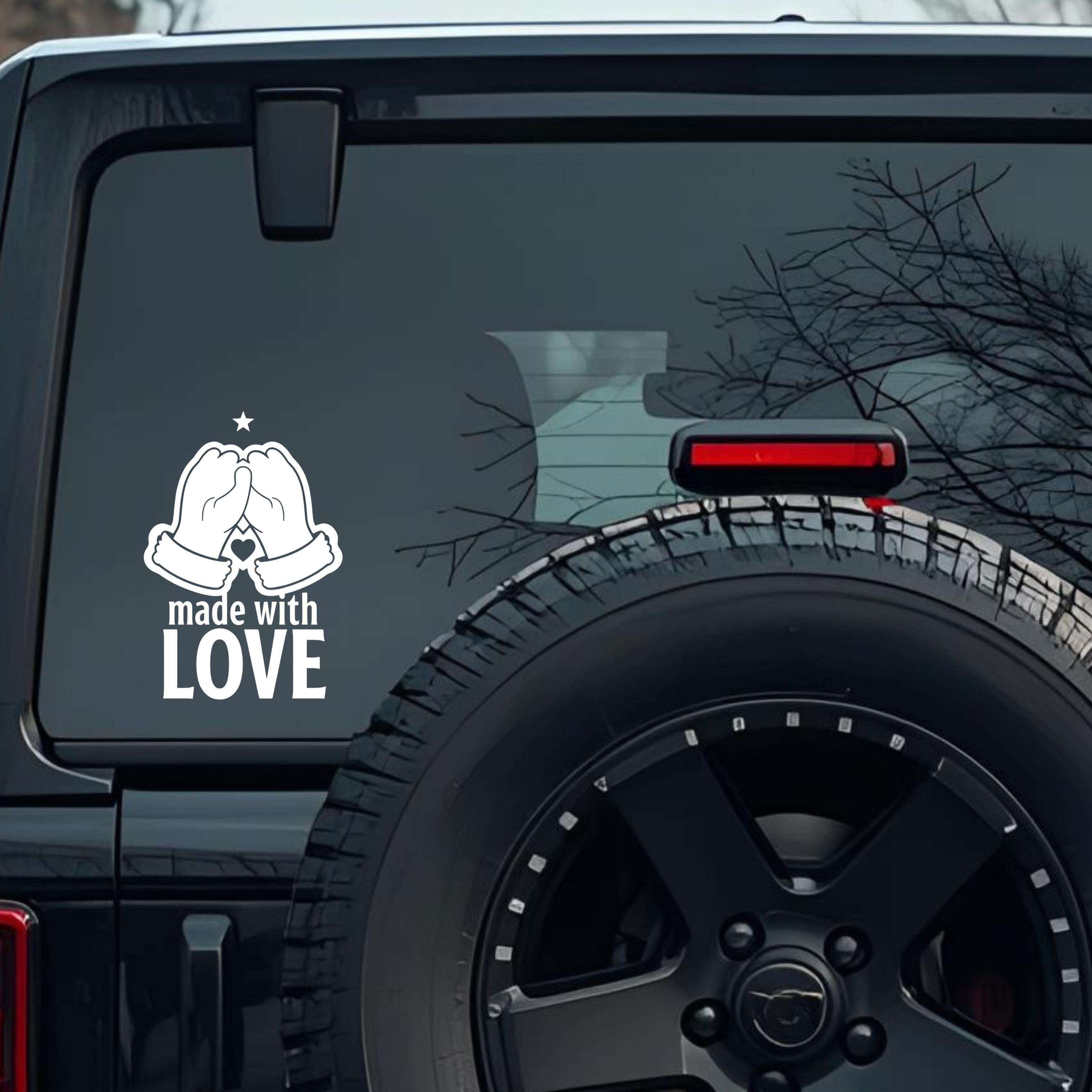 Made with Love Large 6 inch Premium Decal Sticker For Car Bumper Window Rear Windshield Stickers, Wa