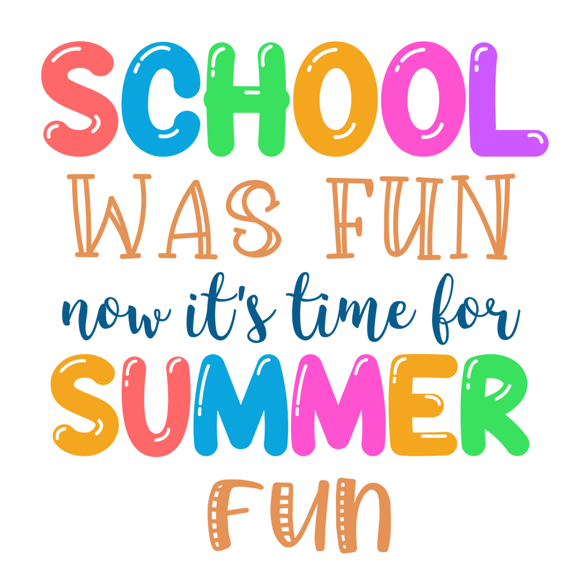 Inspirational Quote "School was Fun Now Its Time for Summer Fun" Motivational Sticker Vinyl Decal Motivation Stickers- 5" Vinyl Sticker Waterproof