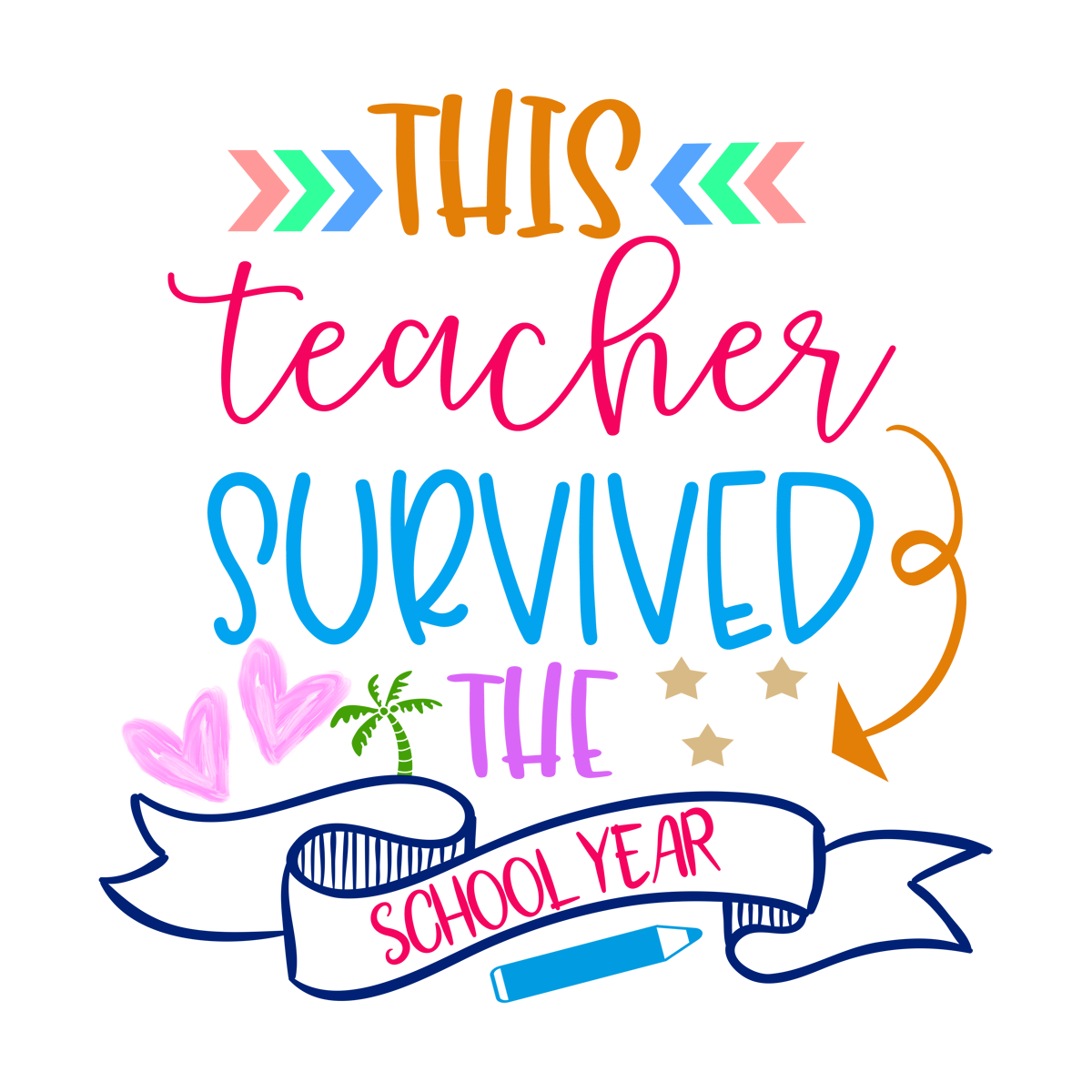 Inspirational Quote "This Teacher Survived The School Year" Motivational Sticker Vinyl Decal Motivation Stickers- 5" Vinyl Sticker Waterproof