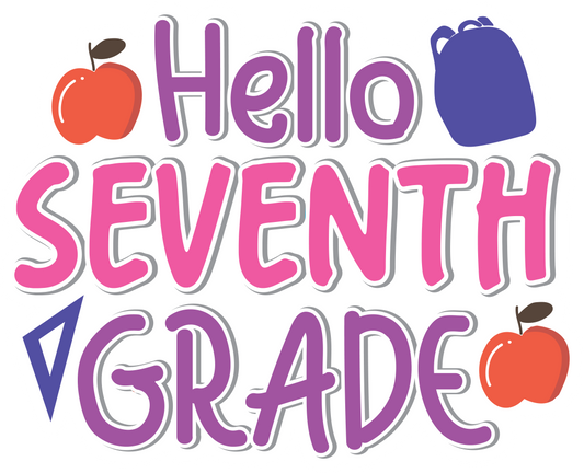 Inspirational Quote "Hello Seventh Grade - Sticker" Motivational Sticker Vinyl Decal Motivation Stickers- 5" Vinyl Sticker Waterproof