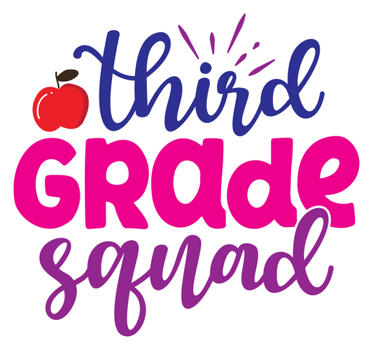 Inspirational Quote "Third Grade Squad - Sticker" Motivational Sticker Vinyl Decal Motivation Stickers- 5" Vinyl Sticker Waterproof