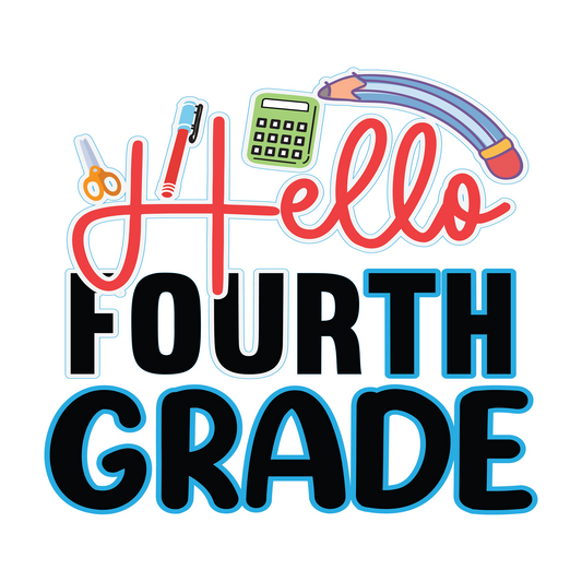 Inspirational Quote "Hello Fourth Grade - Sticker" Motivational Sticker Vinyl Decal Motivation Stickers- 5" Vinyl Sticker Waterproof