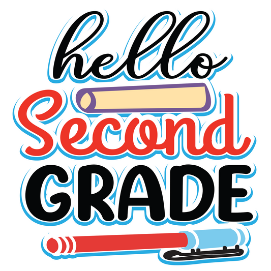 Inspirational Quote "Hello Second Grade - Sticker" Motivational Sticker Vinyl Decal Motivation Stickers- 5" Vinyl Sticker Waterproof