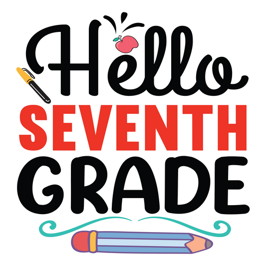 Inspirational Quote "Hello Seventh Grade - Icon" Motivational Sticker Vinyl Decal Motivation Stickers- 5" Vinyl Sticker Waterproof