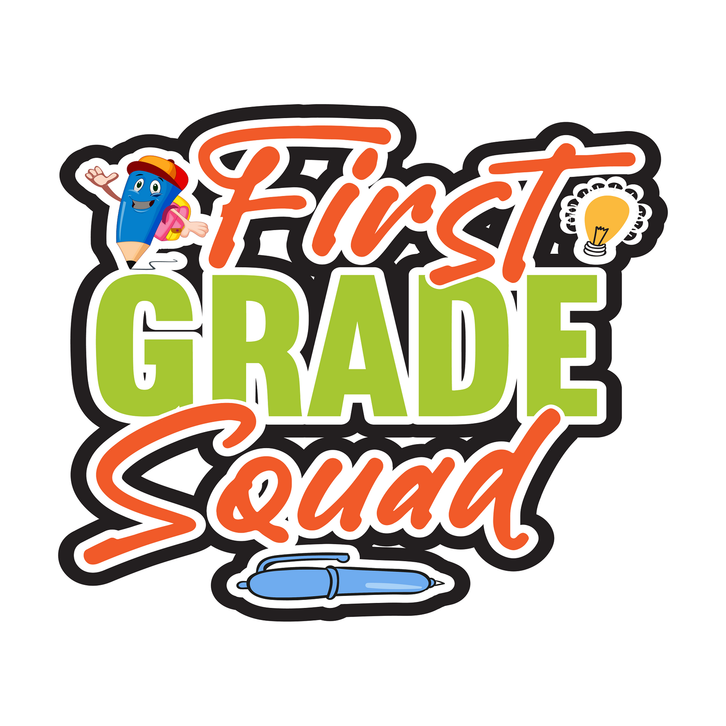 Inspirational Quote "First Grade Squad" Motivational Sticker Vinyl Decal Motivation Stickers- 5" Vinyl Sticker Waterproof