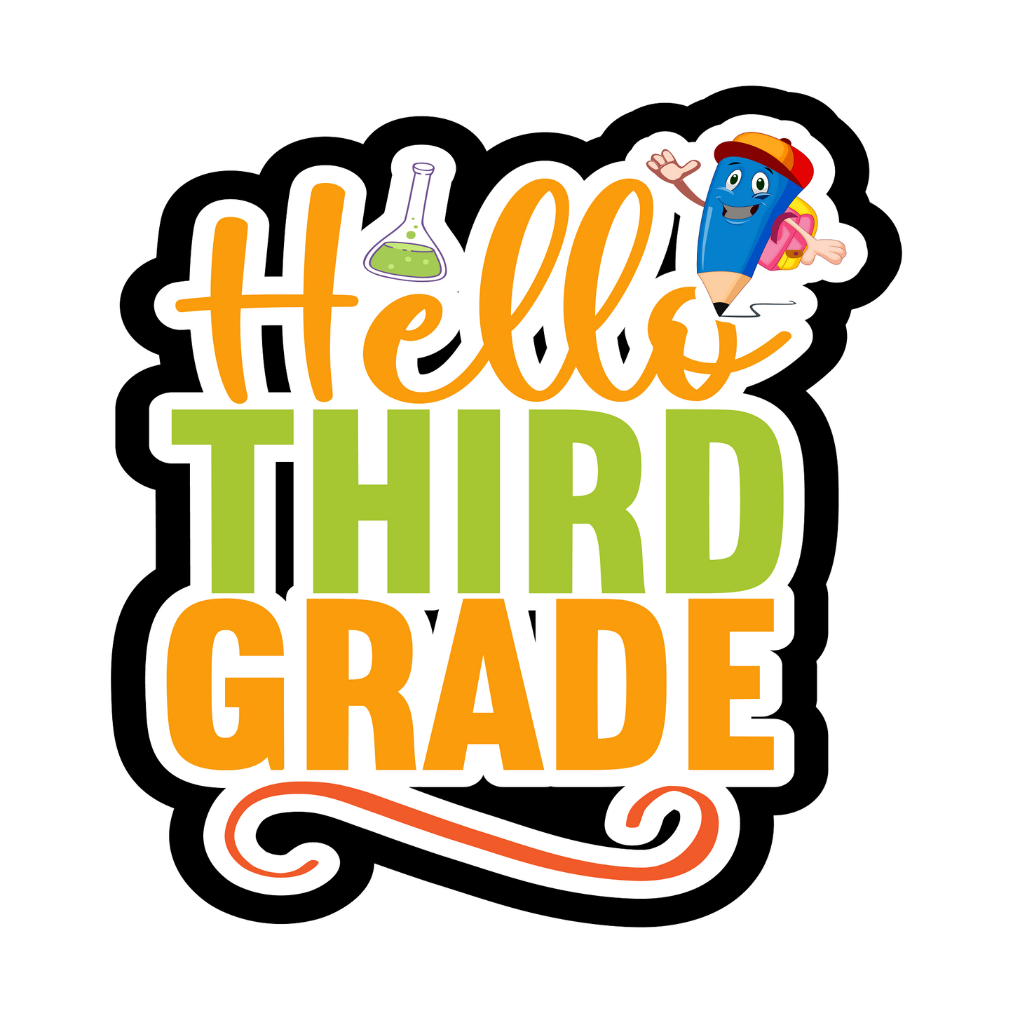 Inspirational Quote "Hello Third Grade" Motivational Sticker Vinyl Decal Motivation Stickers- 5" Vinyl Sticker Waterproof