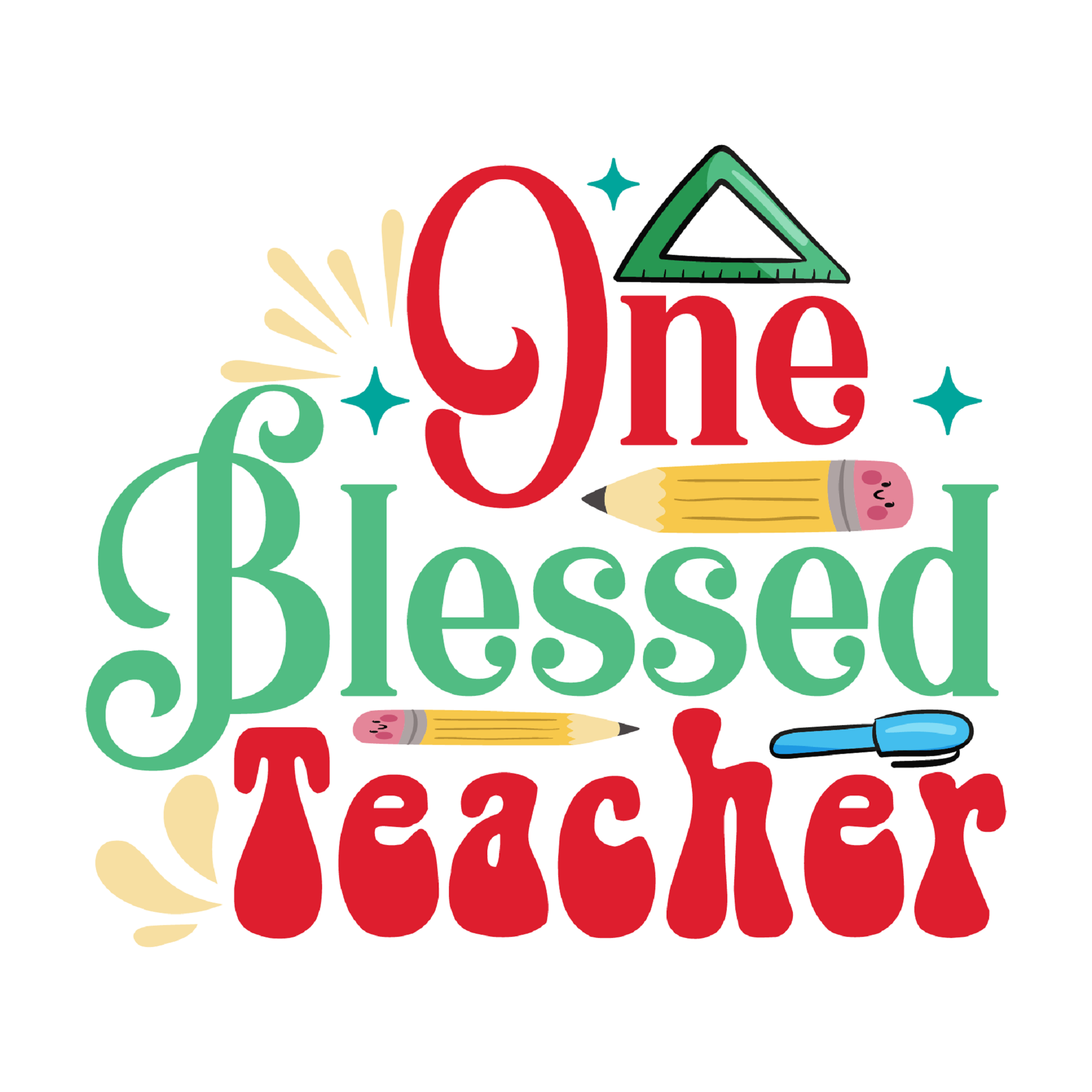 Inspirational Quote "One Blessed Teacher" Motivational Sticker Vinyl Decal Motivation Stickers- 5" Vinyl Sticker Waterproof