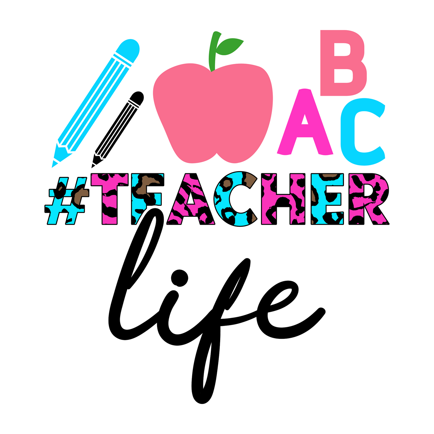 Inspirational Quote "ABC Teacher Life" Motivational Sticker Vinyl Decal Motivation Stickers- 5" Vinyl Sticker Waterproof