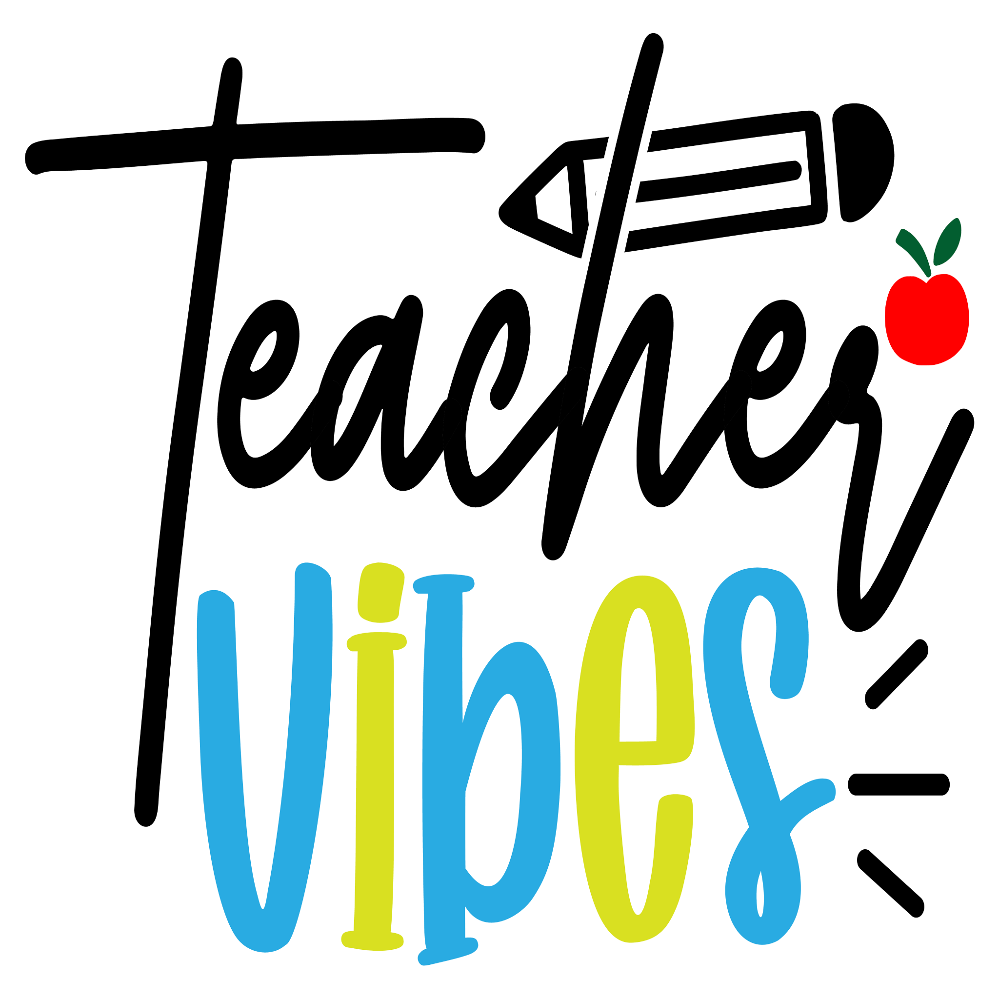 Inspirational Quote "Teacher Vibes - Sticker" Motivational Sticker Vinyl Decal Motivation Stickers- 5" Vinyl Sticker Waterproof