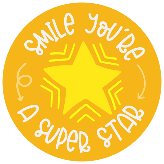 Inspirational Quote "Smile You're A Super Star" Motivational Sticker Vinyl Decal Motivation Stickers- 5" Vinyl Sticker Waterproof