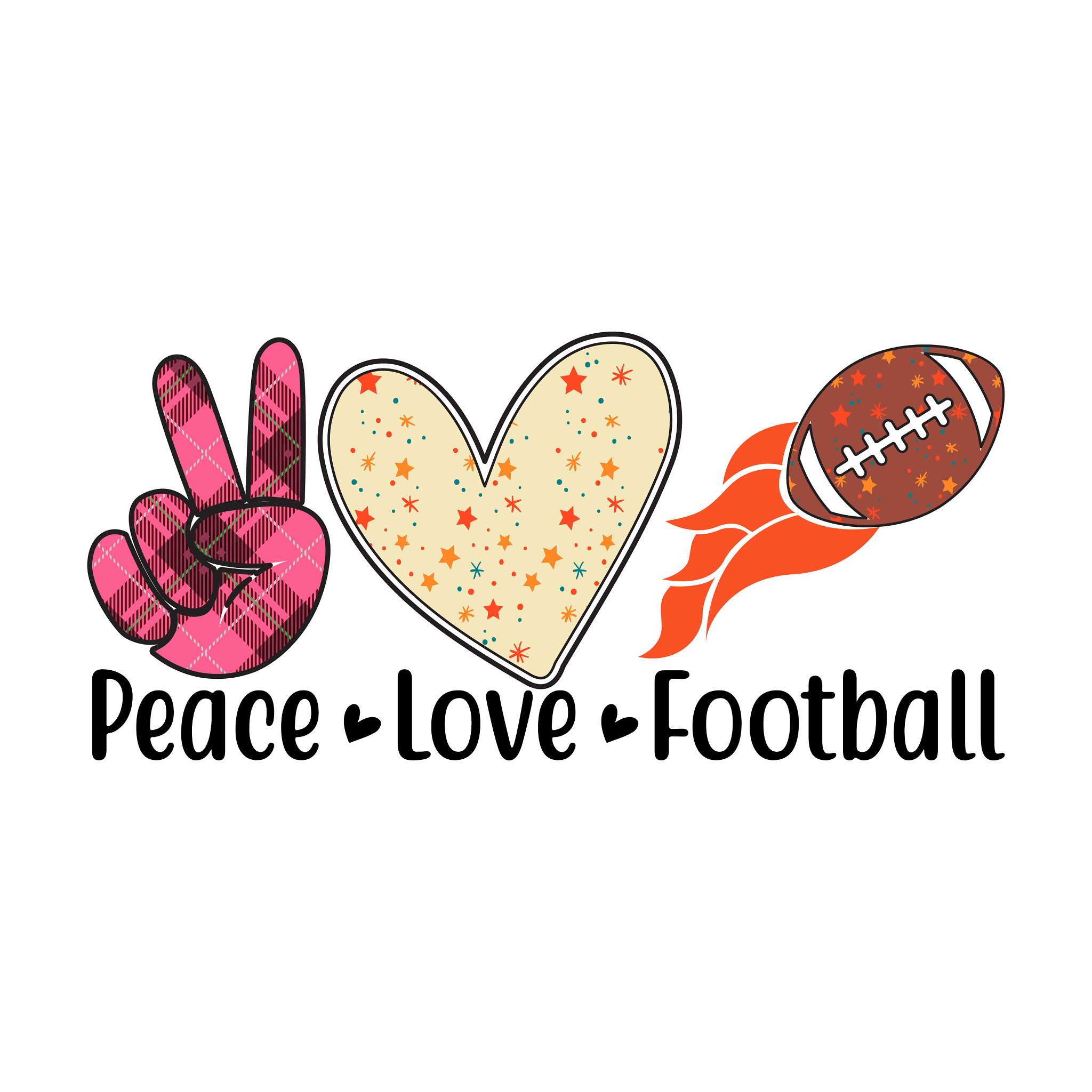 Inspirational Quote Peace Love Football Heart and Wining Style Motivational Sticker Vinyl Decal Motivation Stickers- 5" Vinyl Sticker Waterproof