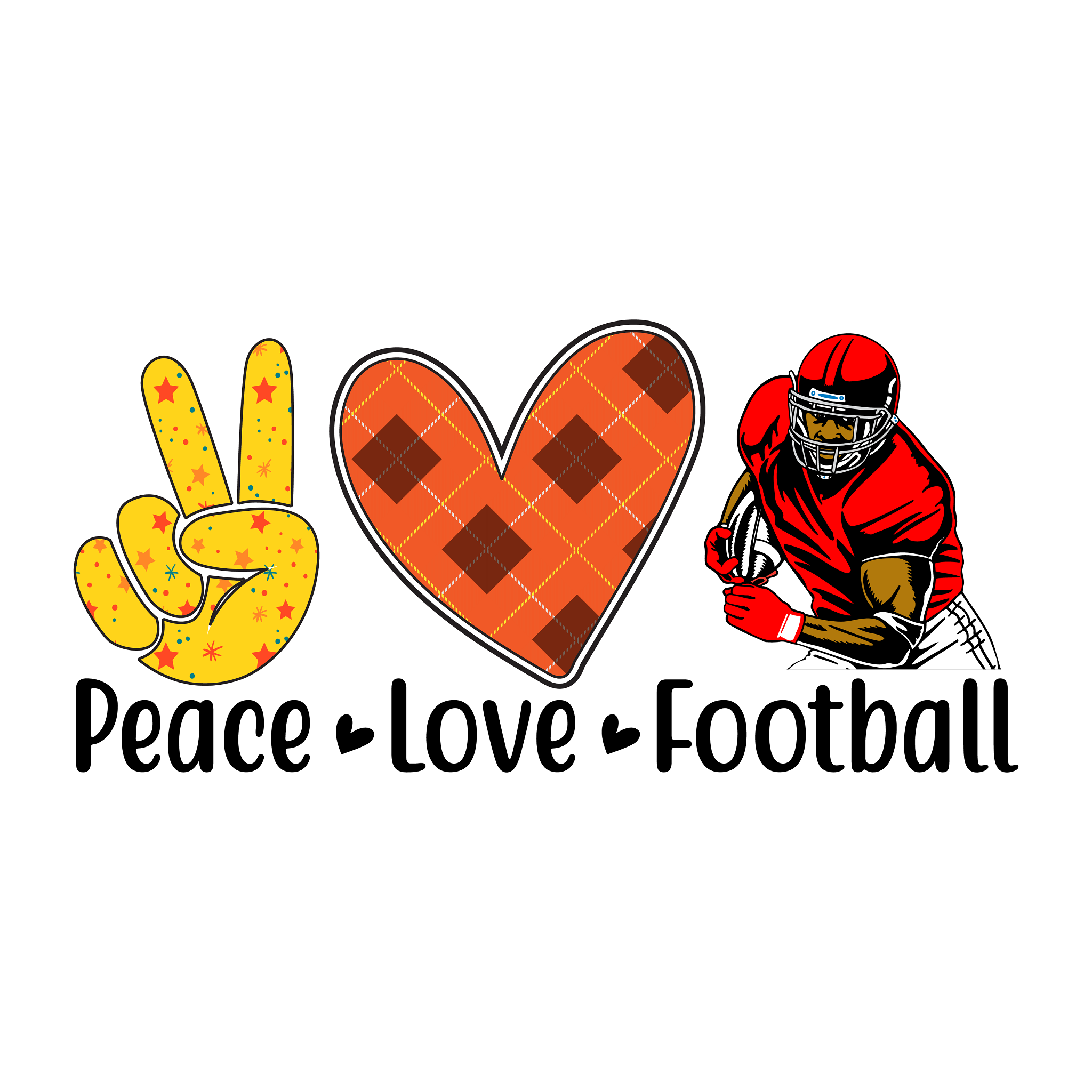 Inspirational Quote Peace Love Football Pretty Sticker Motivational Sticker Vinyl Decal Motivation Stickers- 5" Vinyl Sticker Waterproof