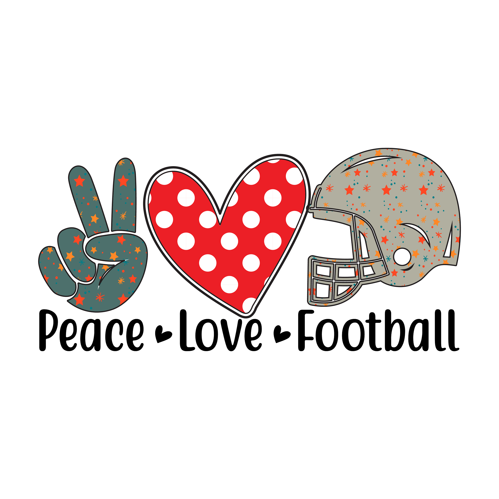 Inspirational Quote Peace Love Football Helmet Style Motivational Sticker Vinyl Decal Motivation Stickers- 5" Vinyl Sticker Waterproof