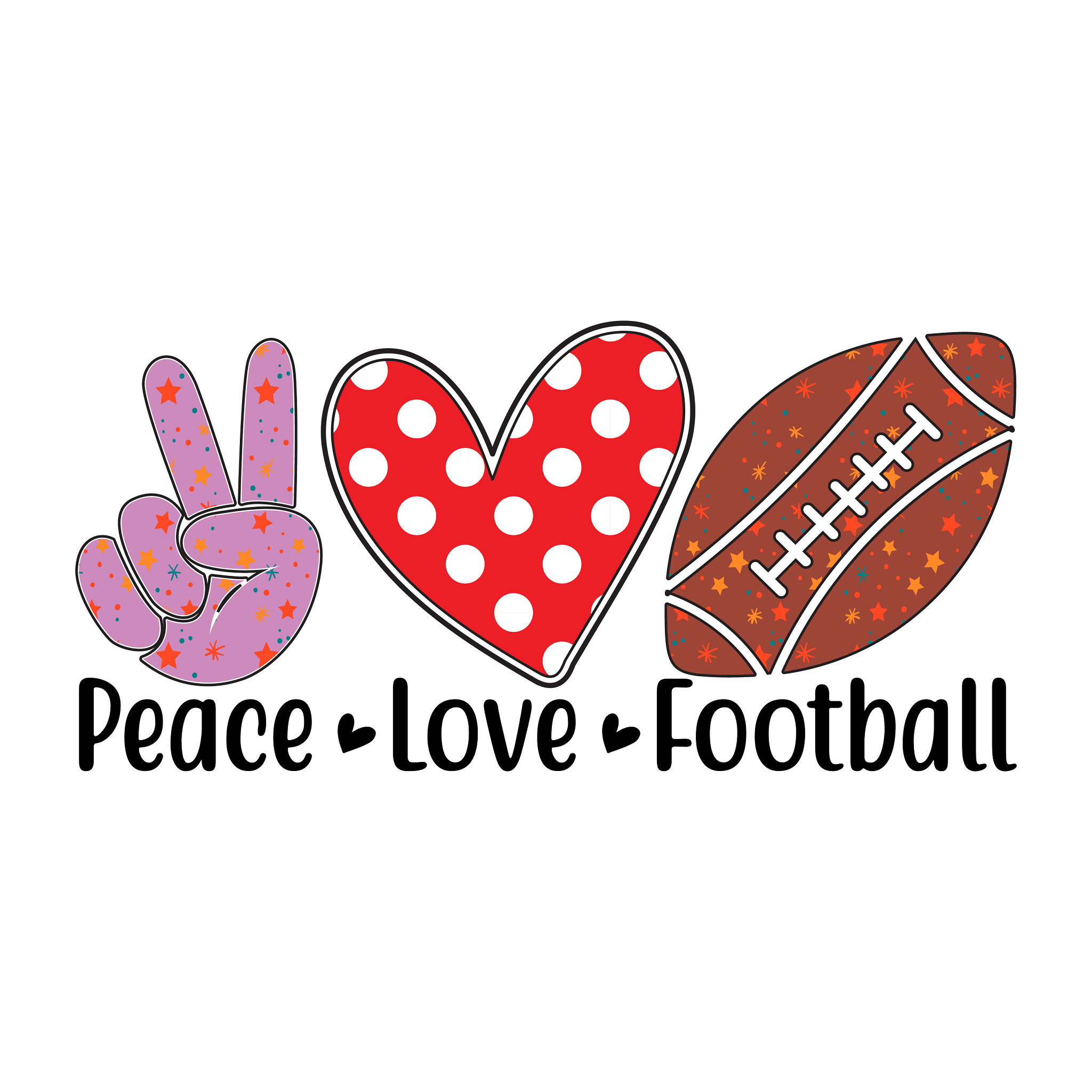 Inspirational Quote Peace Love Football Cute Motivational Sticker Vinyl Decal Motivation Stickers- 5" Vinyl Sticker Waterproof