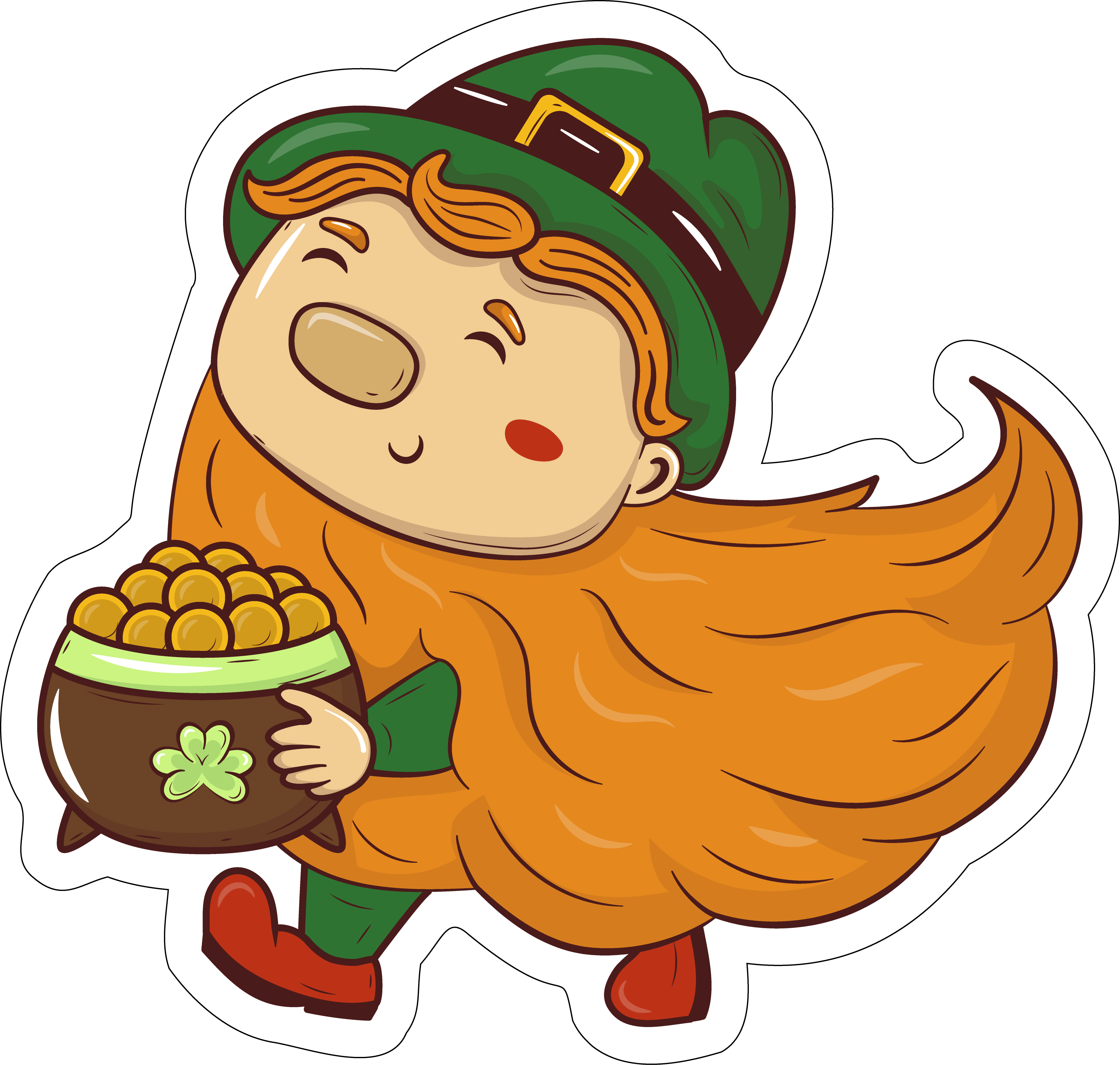 Inspirational Quote Red-Bearded Leprechaun Carries A Pot of Gold Coins. Motivational Sticker Vinyl Decal Motivation Stickers- 5" Vinyl Sticker Waterproof