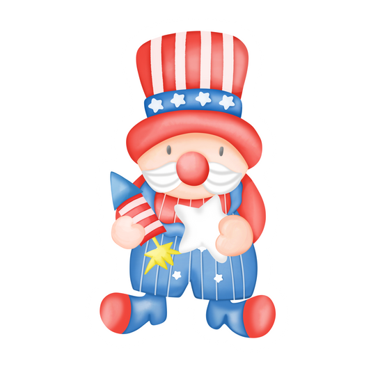 Inspirational Quote "4th of July Gnome with Star" Motivational Sticker Vinyl Decal Motivation Stickers- 5" Vinyl Sticker Waterproof