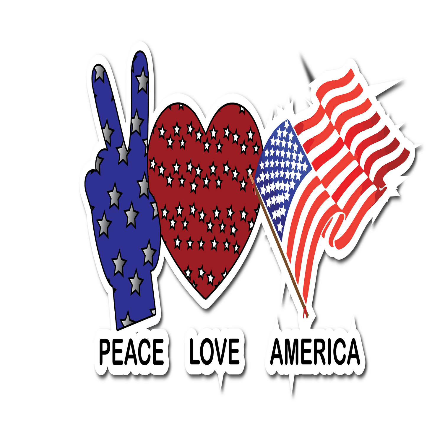 Inspirational Quote "Peace Love America, Sticker" Motivational Sticker Vinyl Decal Motivation Stickers- 5" Vinyl Sticker Waterproof
