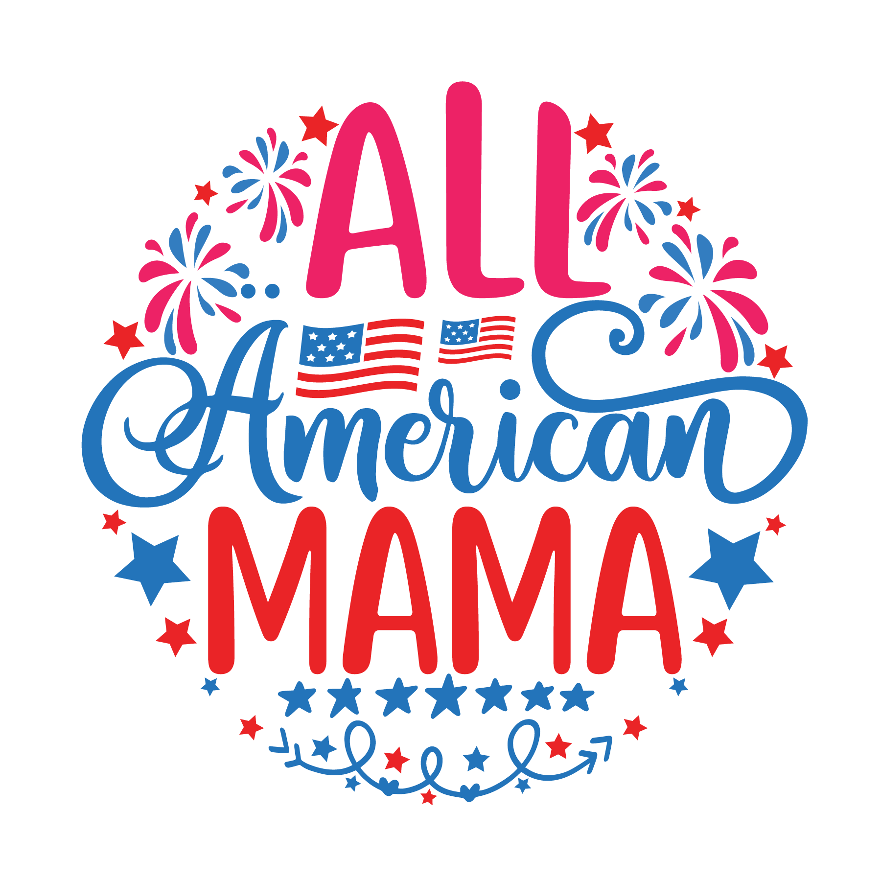 Inspirational Quote "All American Mama, 4th July Theme" Motivational Sticker Vinyl Decal Motivation Stickers- 5" Vinyl Sticker Waterproof