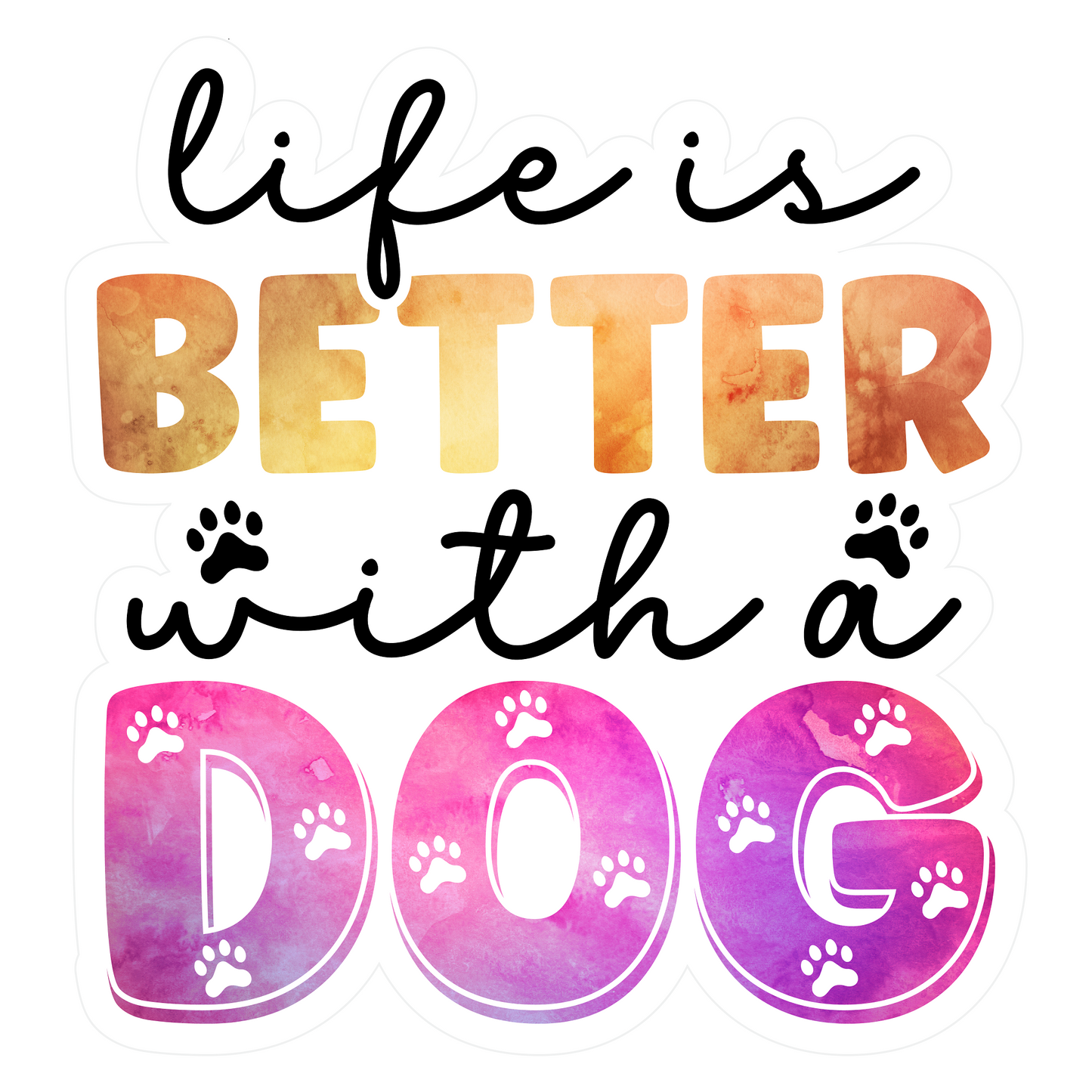 Inspirational Quote "Life is Better With a Dog" Motivational Sticker Vinyl Decal Motivation Stickers- 5" Vinyl Sticker Waterproof