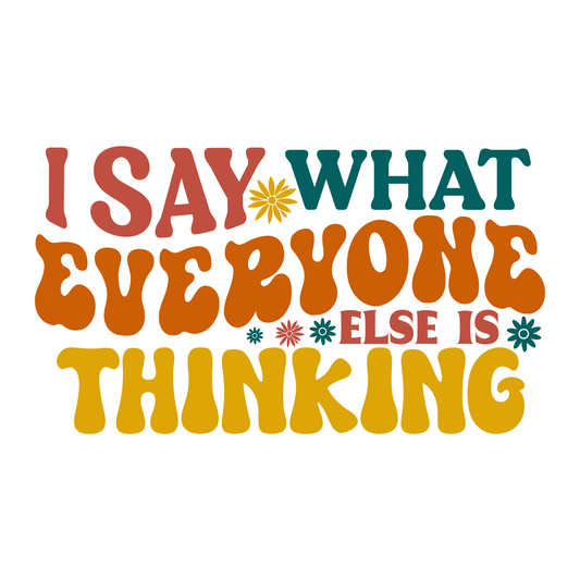 Inspirational Quote "I Say What Everyone Else is Thinking" Motivational Sticker Vinyl Decal Motivation Stickers- 5" Vinyl Sticker Waterproof