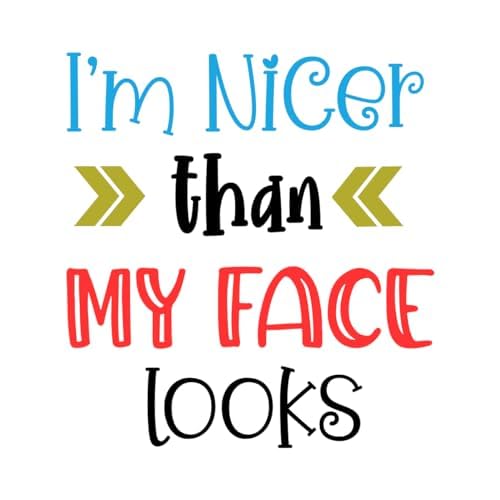 Inspirational Quote "I'm Nicer Than My Face Looks" Motivational Sticker Vinyl Decal Motivation Stickers- 5" Vinyl Sticker Waterproof