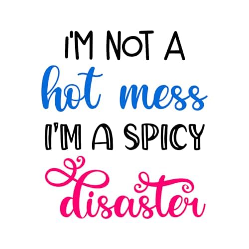 Inspirational Quote "I'm Not a Hot Mess I'm a Spicy Disaster" Motivational Sticker Vinyl Decal Motivation Stickers- 5" Vinyl Sticker Waterproof