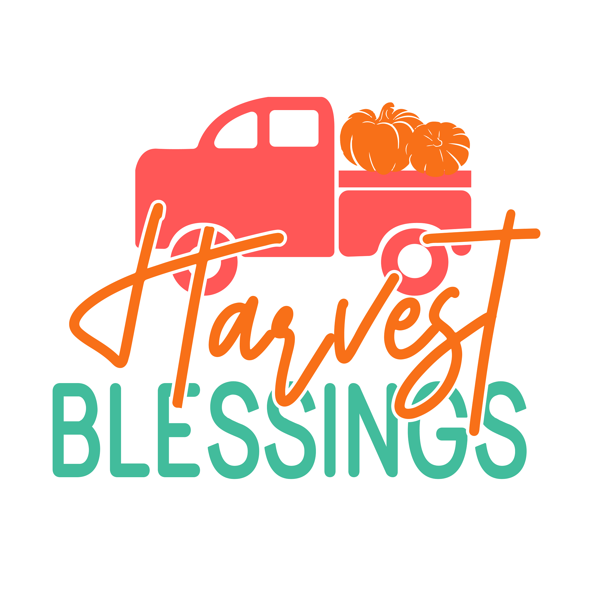 Inspirational Quote Harvest Blessings Pumpkin Truck Motivational Sticker Vinyl Decal Motivation Stickers- 5" Vinyl Sticker Waterproof