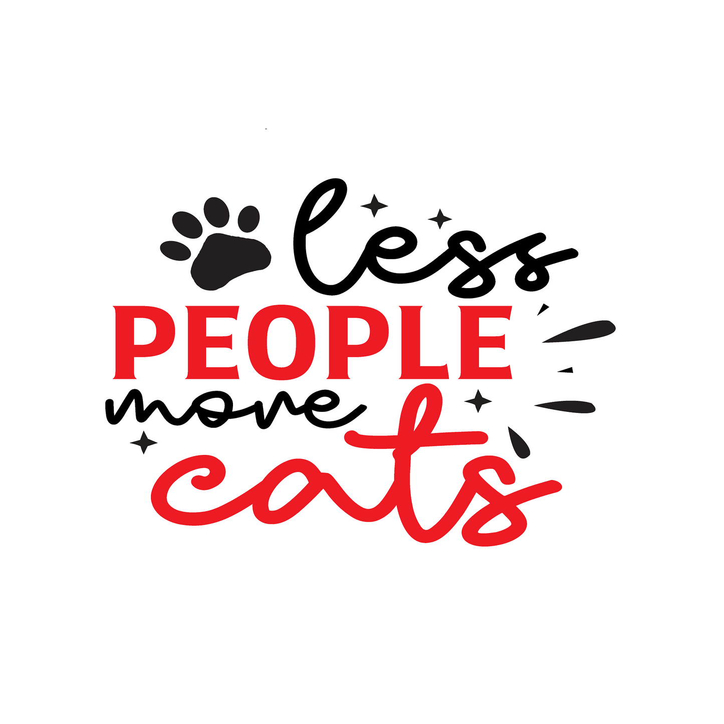 Inspirational Quote "Less People More Cats Great Sticker" Motivational Sticker Vinyl Decal Motivation Stickers- 5" Vinyl Sticker Waterproof